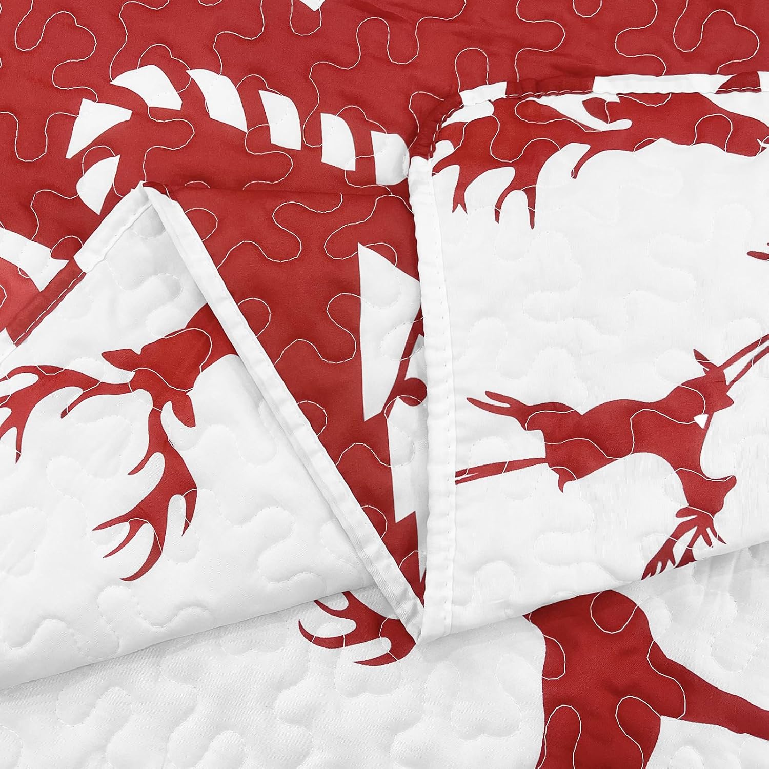 Mocaletto Juego de edredón de lujo de 3 piezas tamaño Queen, elegante y reversible, juego de ropa de cama de Navidad con funda de almohada, colcha