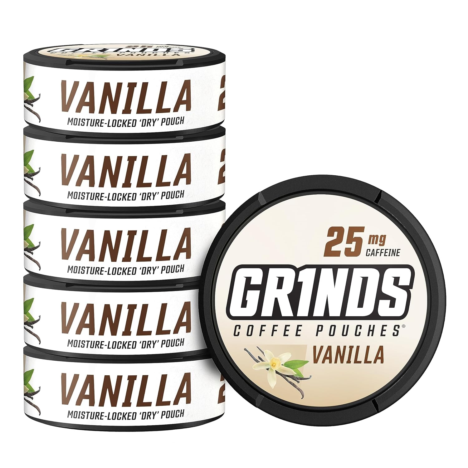 Bolsas de café Grinds  3 latas de vainilla  Sin tabaco, sin nicotina alternativa saludable  18 bolsas por lata