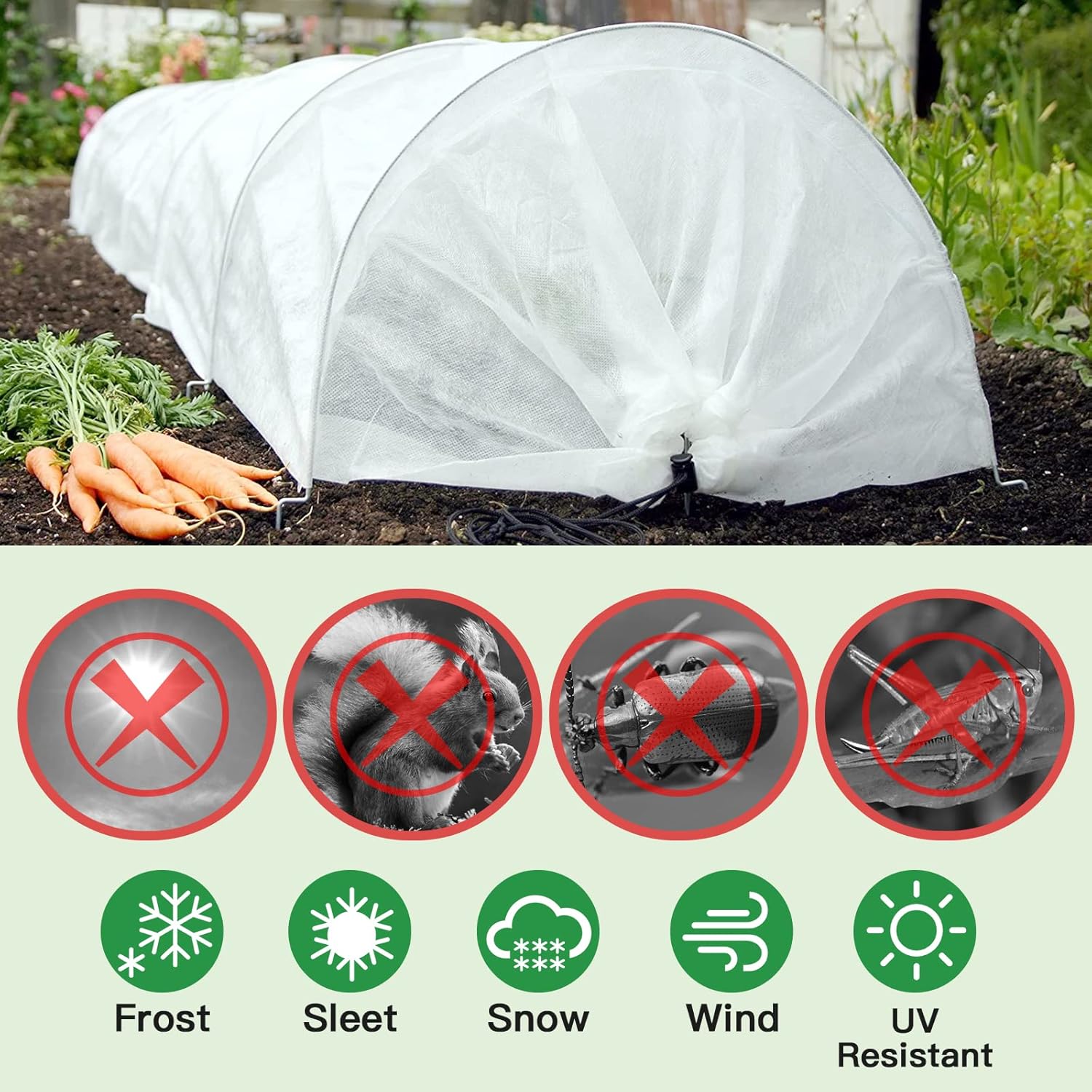 SOMXOY Cubierta para plantas de 10 x 50 pies, protección contra la congelación, 1.06 ozyd, manta de tela gruesa contra heladas, protector de