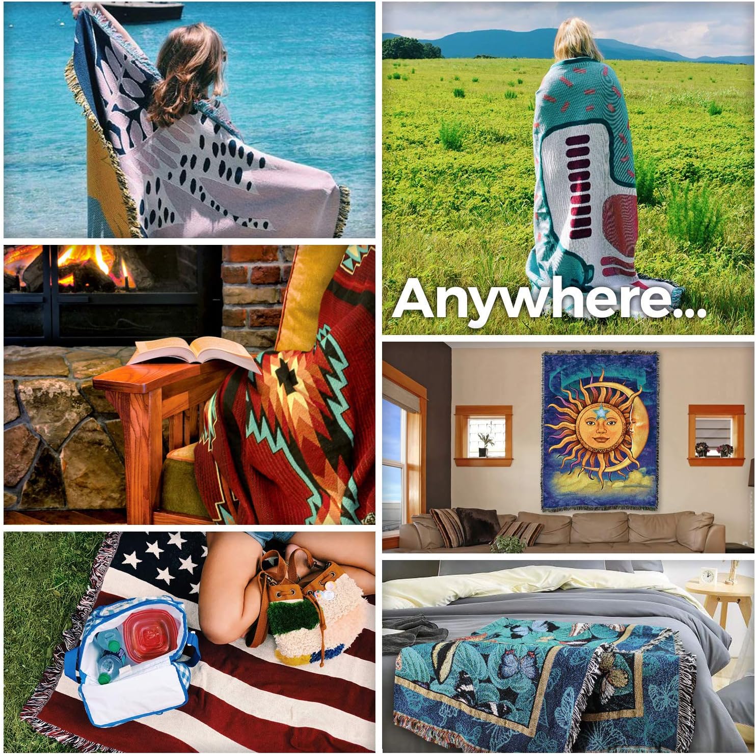 Pure Country Weavers State of Kentucky – Manta cuadrada para regazo, manta de tapiz de regalo, tejida de algodón, fabricada en los Estados Unidos