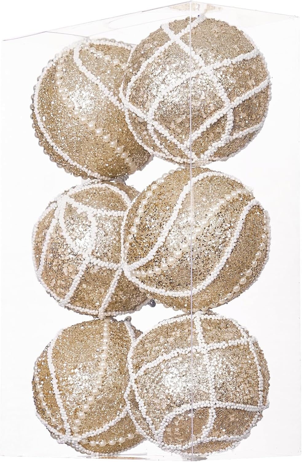 6 adornos de bola de Navidad con purpurina, bolas de Navidad inastillables, adornos de plástico champán de Navidad, bolas colgantes para decoración