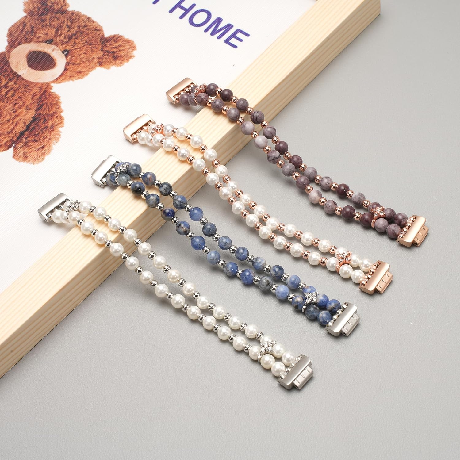 Compatible con Fitbit Inspire HRInspire 2 & Inspire Bandas para mujeres y niñas, pulsera elástica hecha a mano con perlas de moda para Inspire
