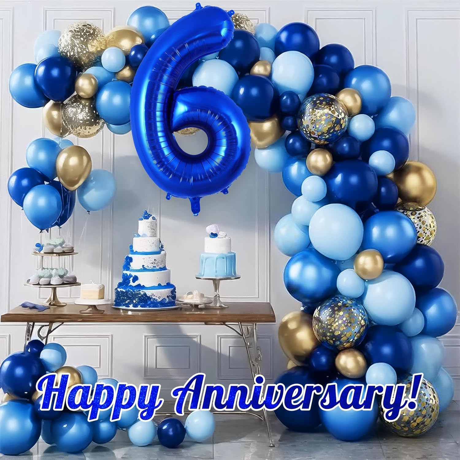 Globo azul marino del número 6 de 40 pulgadas, globos grandes de aluminio azul oscuro, globos gigantes de Mylar número 6 para decoración de fiesta