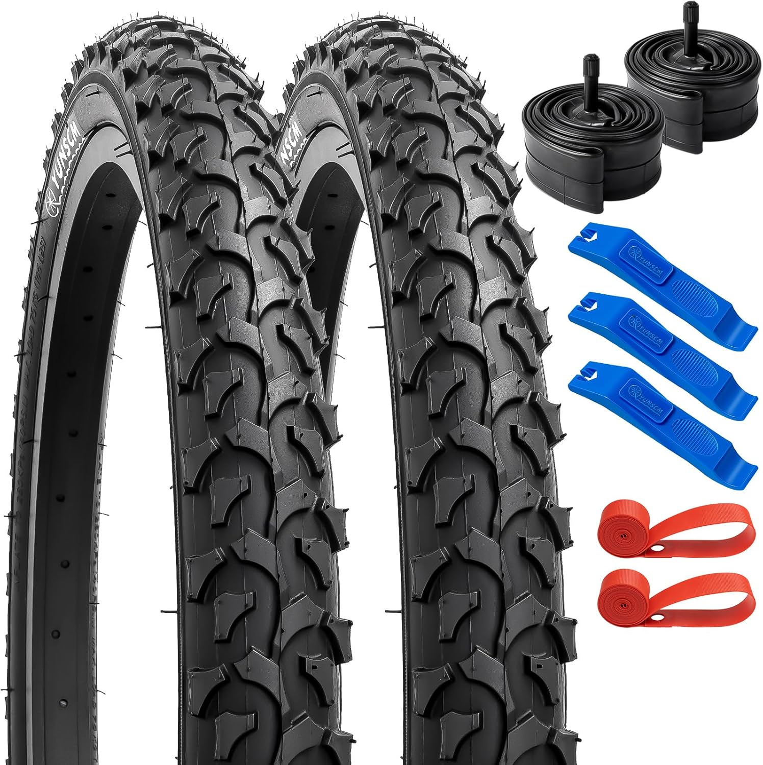 YUNSCM Neumáticos de bicicleta de 24 pulgadas de 24 x 1.9553-507 y 24 pulgadas, válvula Schrader compatible con neumáticos y tubos de bicicleta de