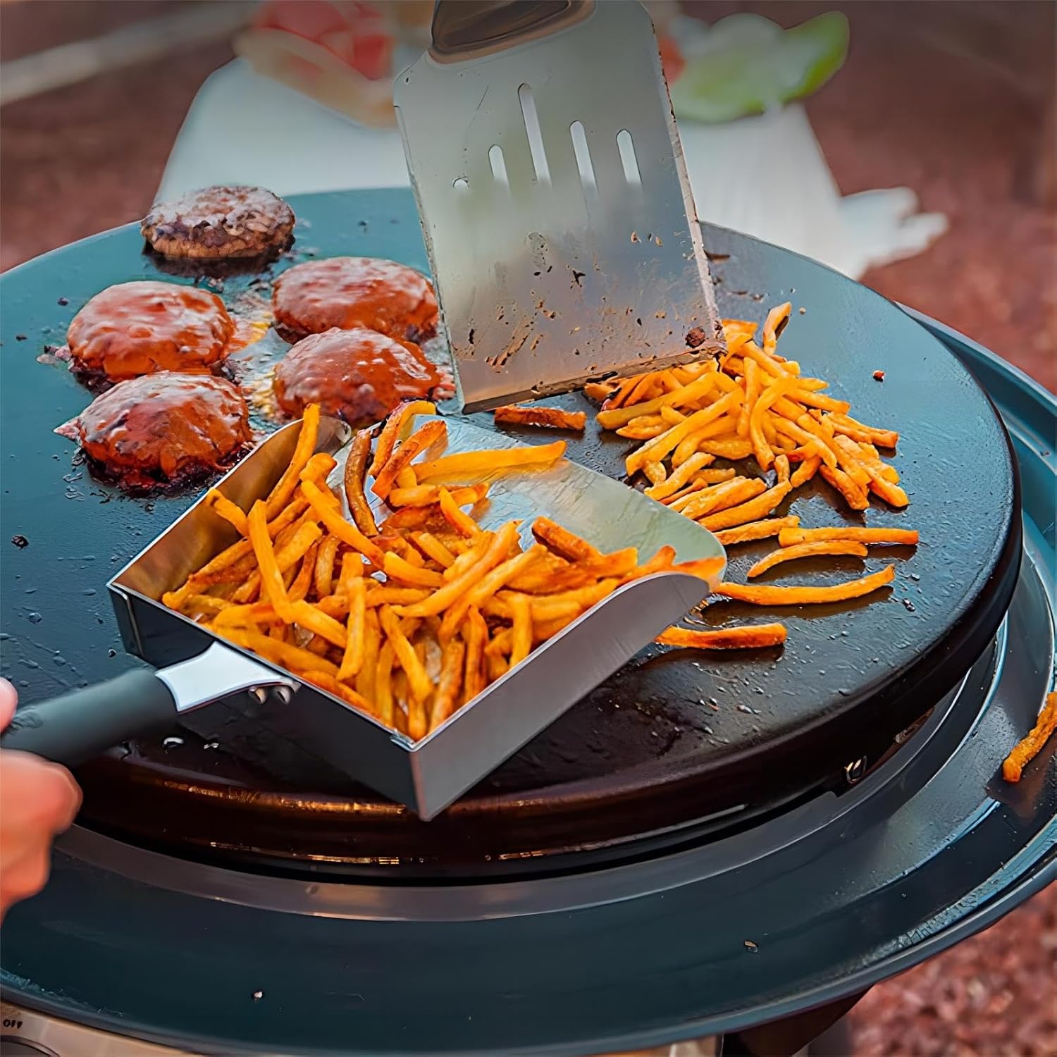 Cuchara grande para cocinar tipo Hibachi. Pala de comida de acero inoxidable para huevos revueltos y arroz frito. Mover de alimentos para parrilla