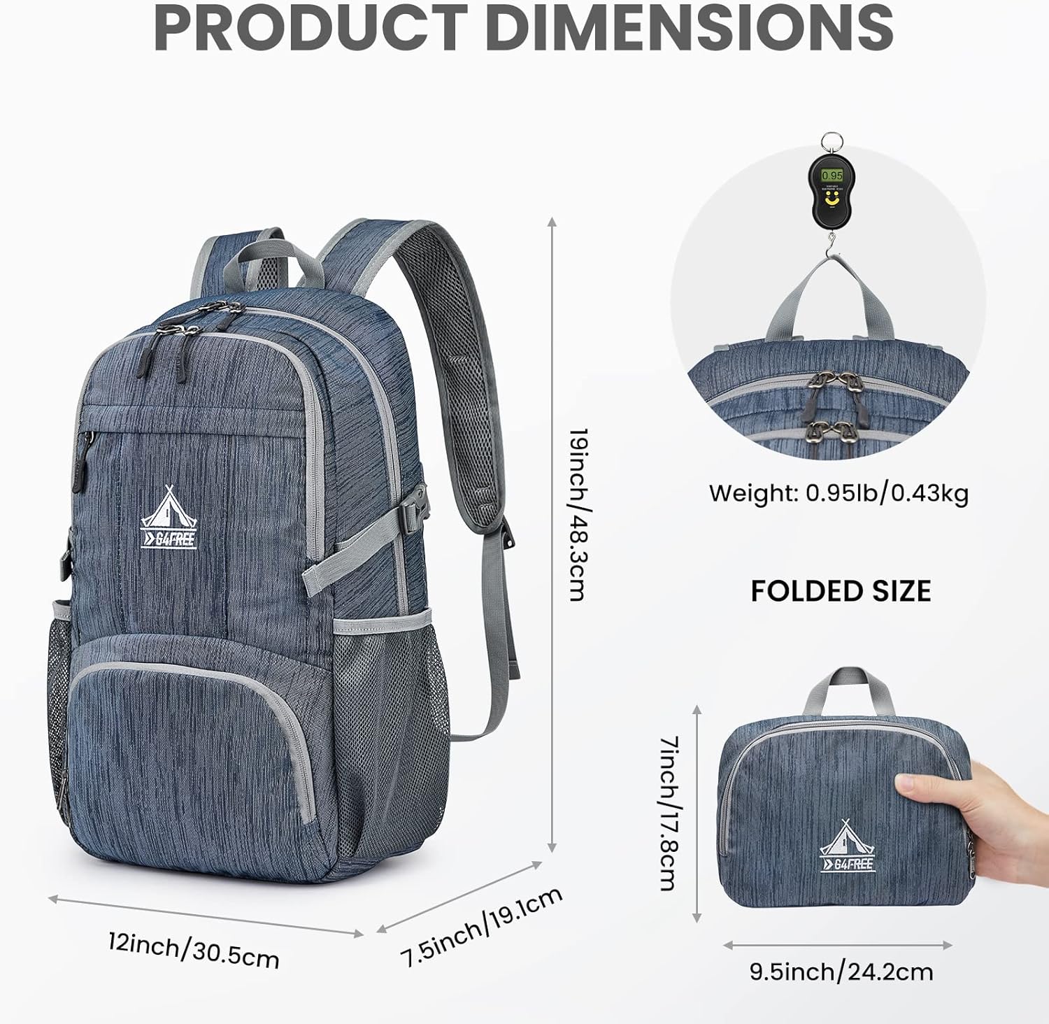 G4Free Mochila de senderismo de 30 l, ligera, plegable, para viajes, al aire libre, para hombres y mujeres
