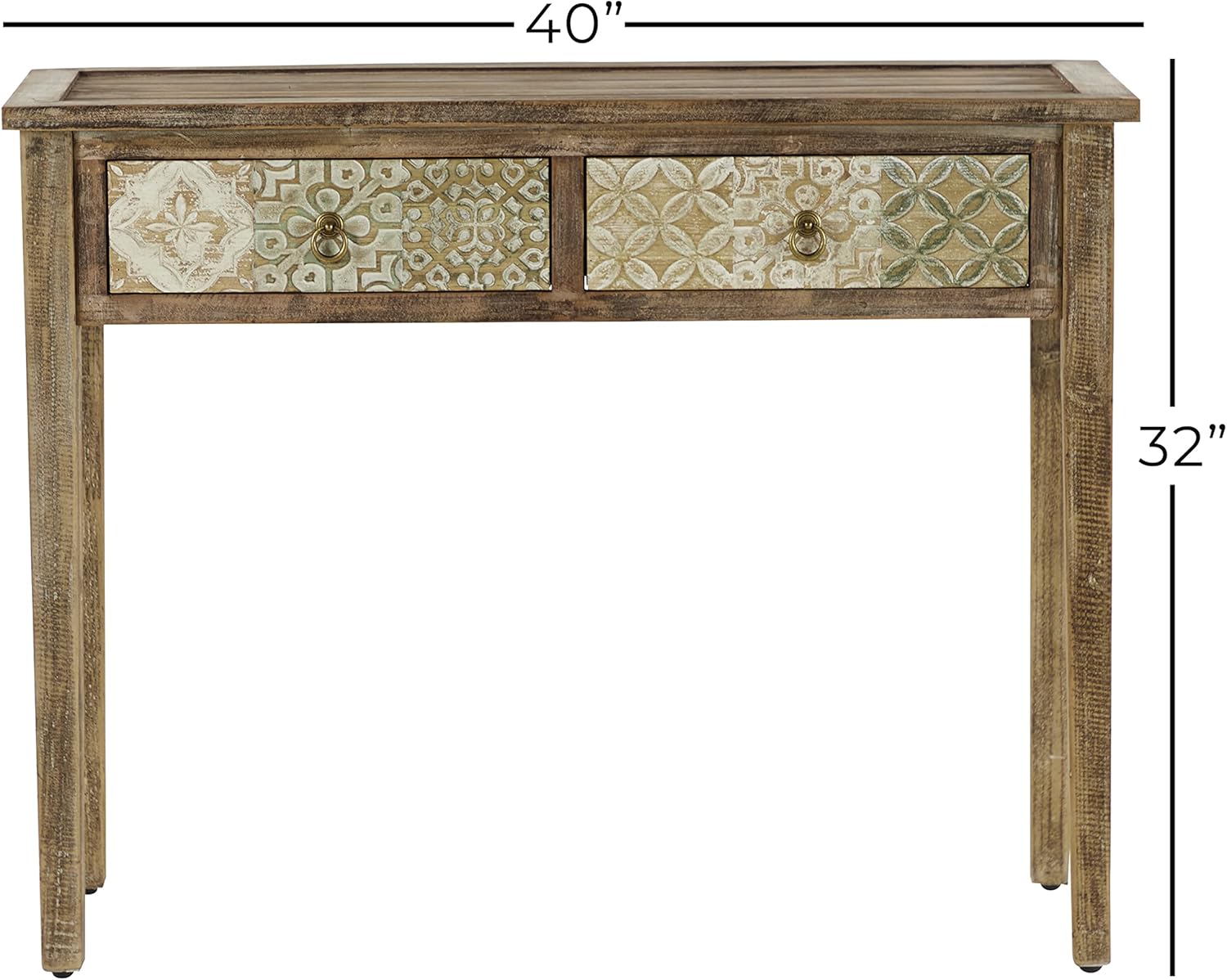 Deco 79 Escritorio tallado floral de metal, 40 x 16 x 31 pulgadas, marrón