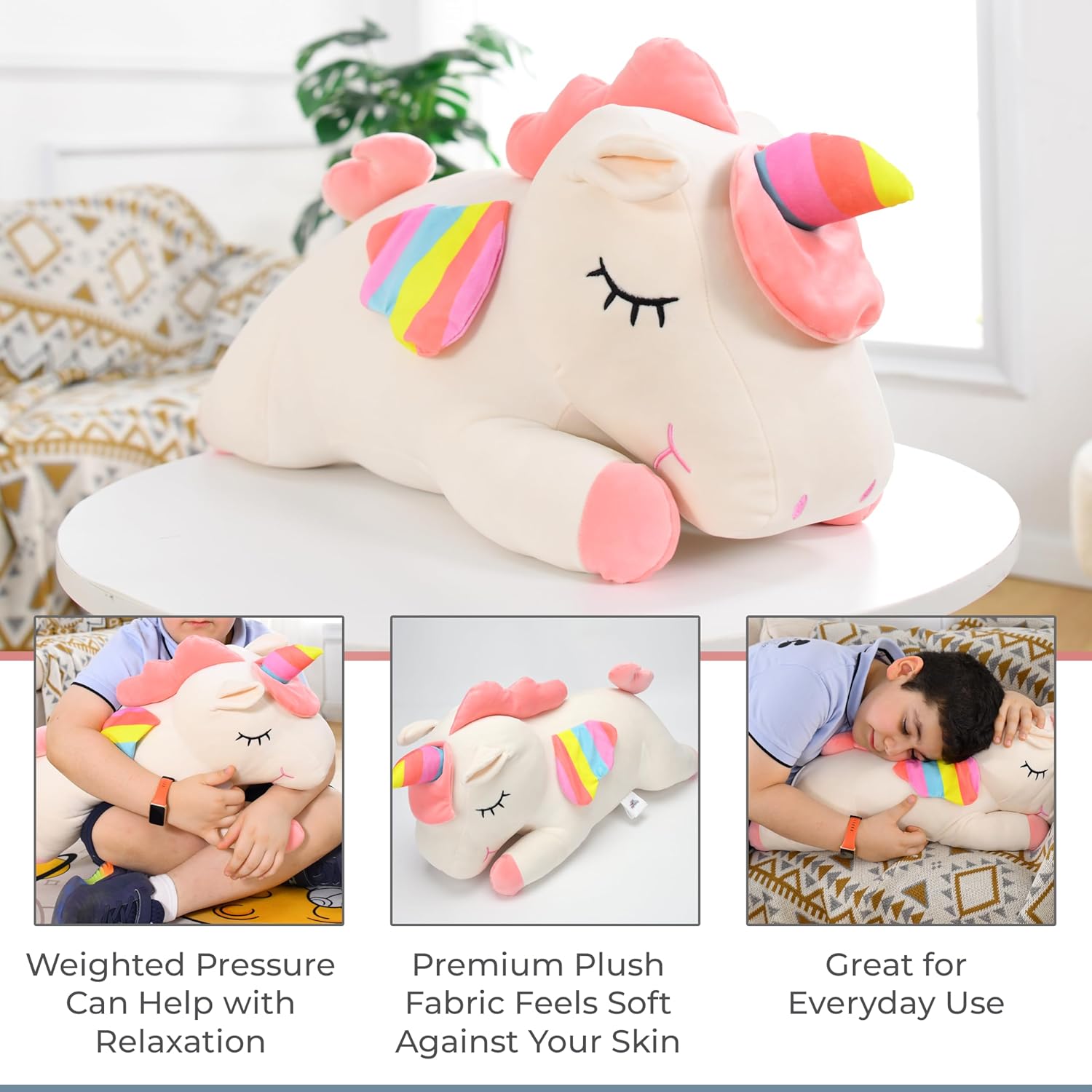 ZYSMALAT Animales de peluche con peso, 4 libras de peluche de dinosaurio con peso, peluche de unicornio, peluche de perezoso, animales de peluche