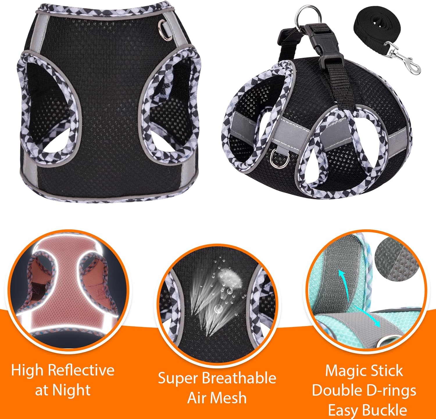 Lindo arnés a cuadros para perros pequeños, de malla suave, arnés y correa para perros pequeños, arnés y correa para perros pequeños, chaleco para