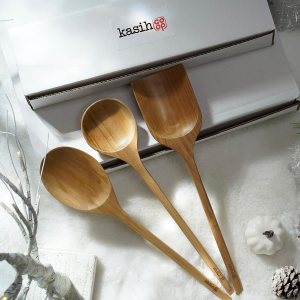 Juego de 3 utensilios de cocina de madera de teca de 14 pulgadas (dos cucharas y una espátula) Juego de 3 utensilios de cocina de madera de teca de 14 pulgadas (dos cucharas y una espátula)