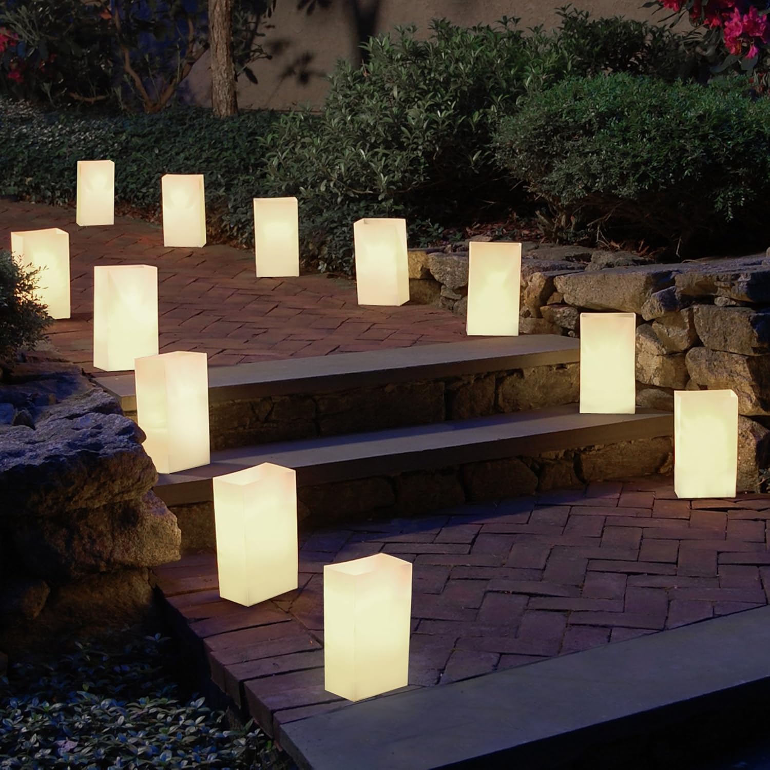 LumaBase Bolsas de plástico Luminaria, color blanco – Juego de 12