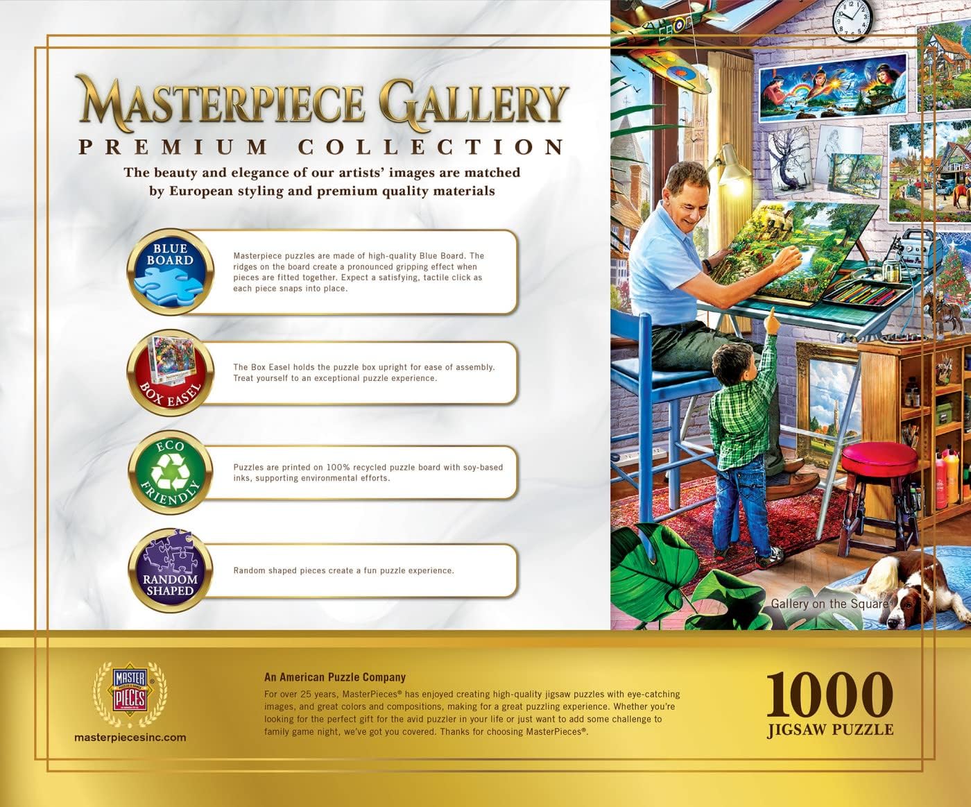 MasterPieces Rompecabezas de 1000 piezas para adultos, familia o niños, galería en el cuadrado, 26.75 x 19.25 pulgadas