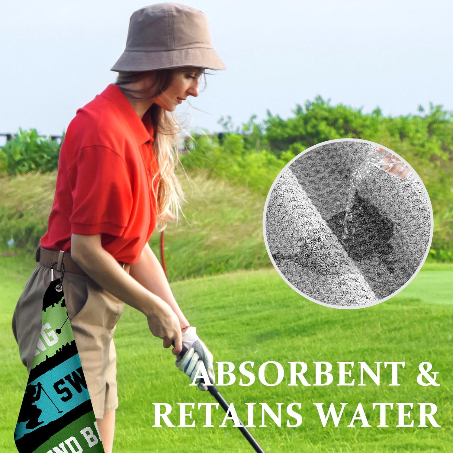 Swooflia Toalla de golf con clip para bolsas de palos de golf para hombres y mujeres, accesorios de golfistas, regalos divertidos para encontrar