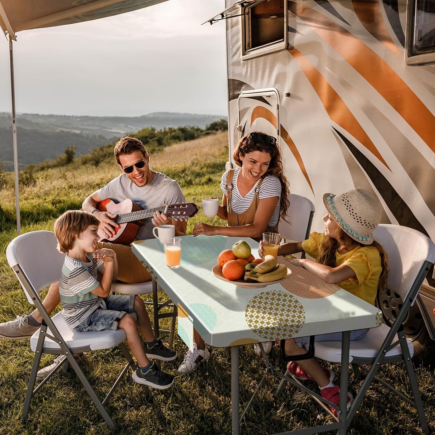 opstellen Mantel de picnic con fundas de banco de 72 x 30 pulgadas, elástico impermeable, mantel de camping para mesas rectangulares, fundas de mesa