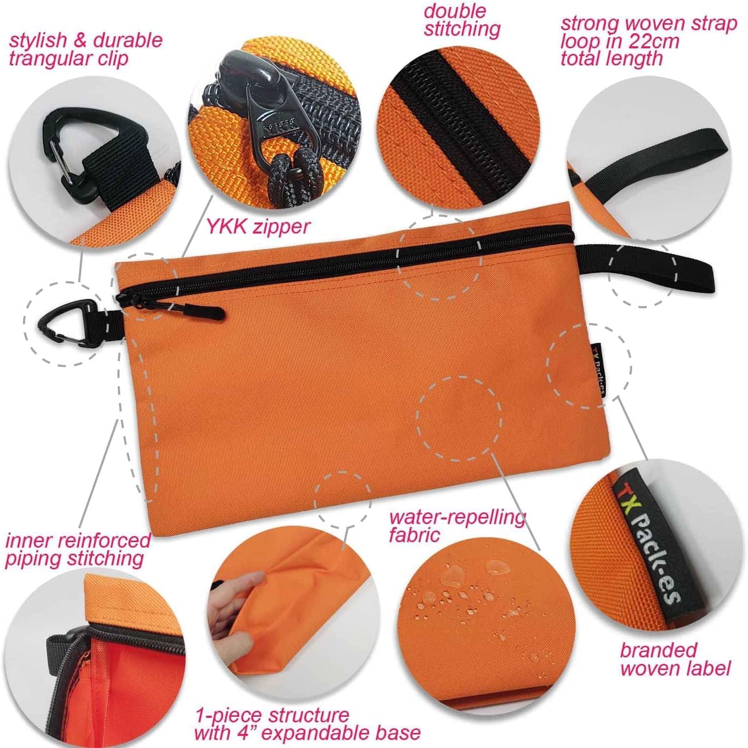 Paquete de 5 bolsas de herramientas, almacenamiento y organización de utilidad. Bolsa de lona con cremallera de lona afilada