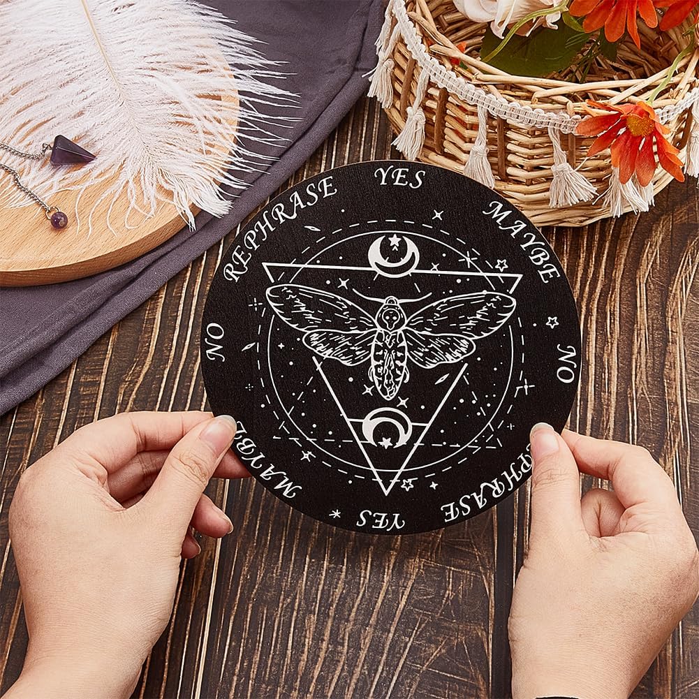 GORGECRAFT Tablero de péndulo de mariposa, 2 piezas, tableros de péndulo de pentagrama, adivinación de madera, altar brujería, kit de madera,