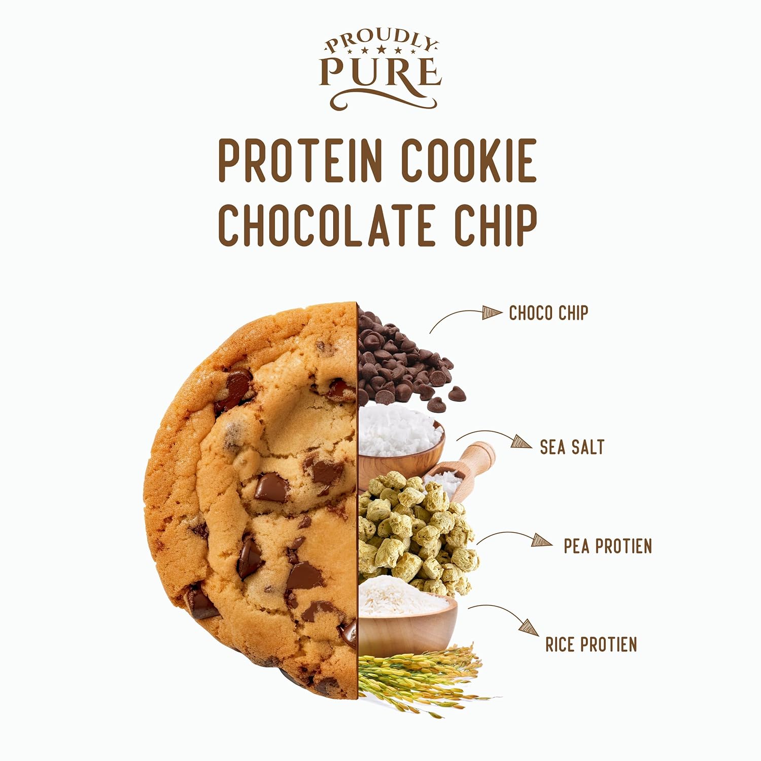 Proudly Pure Deliciosas galletas de chocolate con proteínas, 8 gm, proteína vegetal, bajas en carbohidratos, galletas veganas aptas para el fitness,
