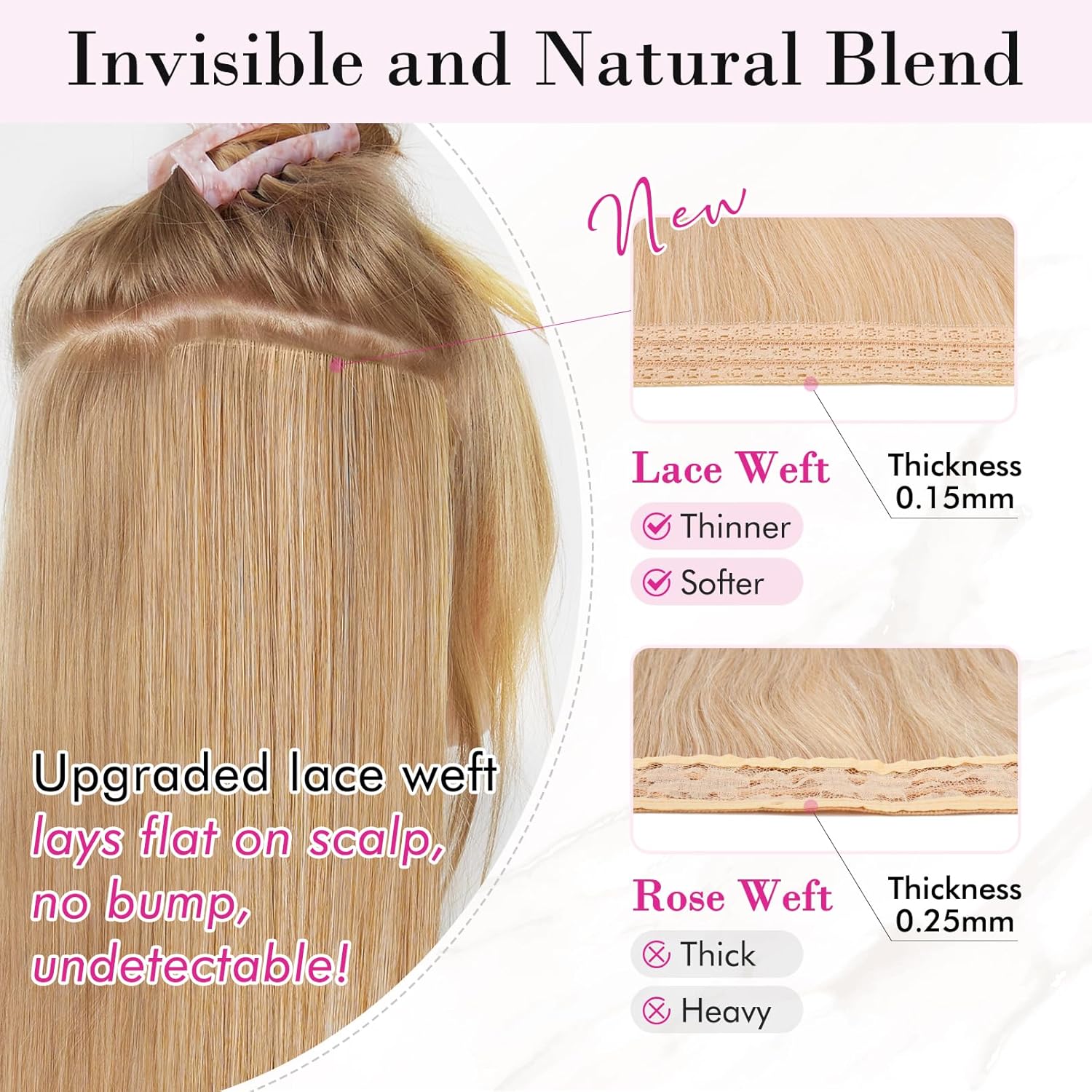 REECHO HYOUITSU HE009 – 9 extensiones de cabello con clip, 24 pulgadas de grosor, largo, largo, con ondas de sirena, lujosas, ligeras, tecnología