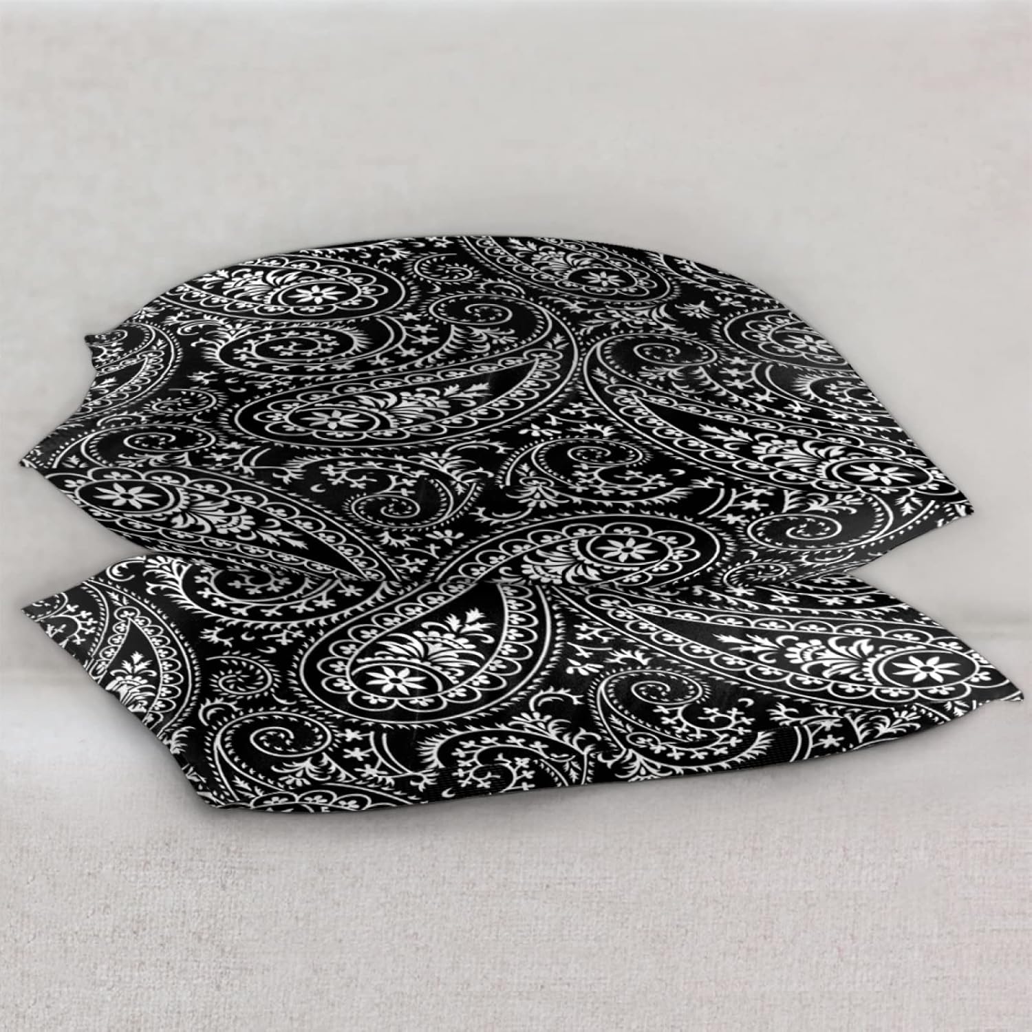 Juego de 2 fundas de almohada de satén retro boho con estampado de cachemira para cabello y piel, juego estándar de 2 fundas de almohada de flores