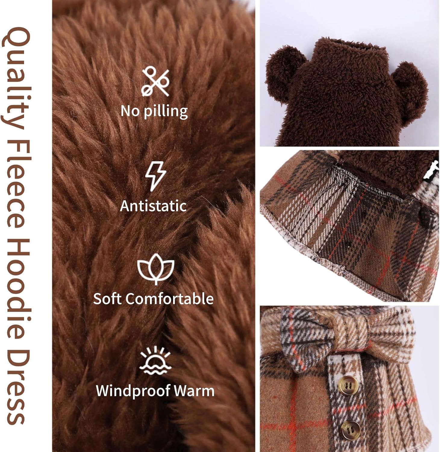 Vestido suéter de invierno para cachorros, ropa para perros medianos y niñas, falda cálida de forro polar para mascotas, traje para Chihuahua,