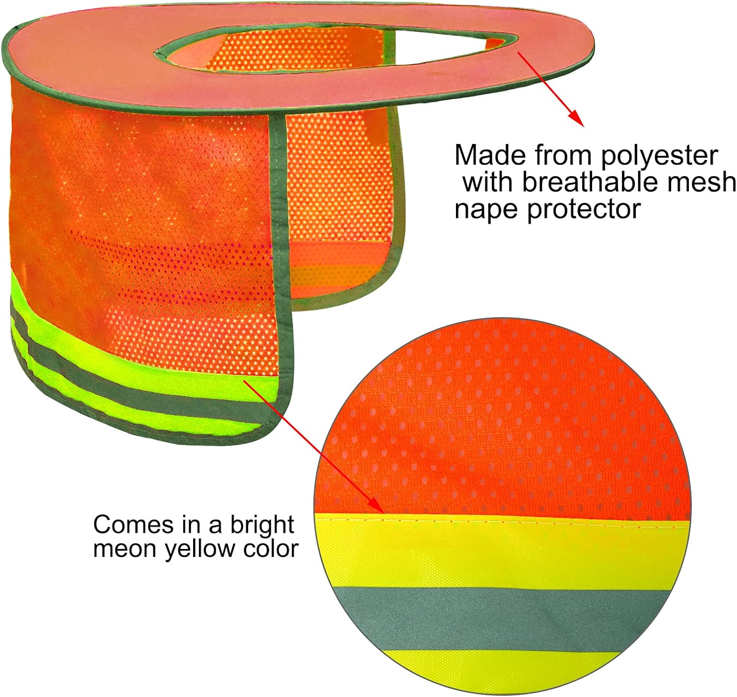 Paquete de 3 sombreros de malla de ala completa, parasol de cuello de alta visibilidad con rayas reflectantes para cascos