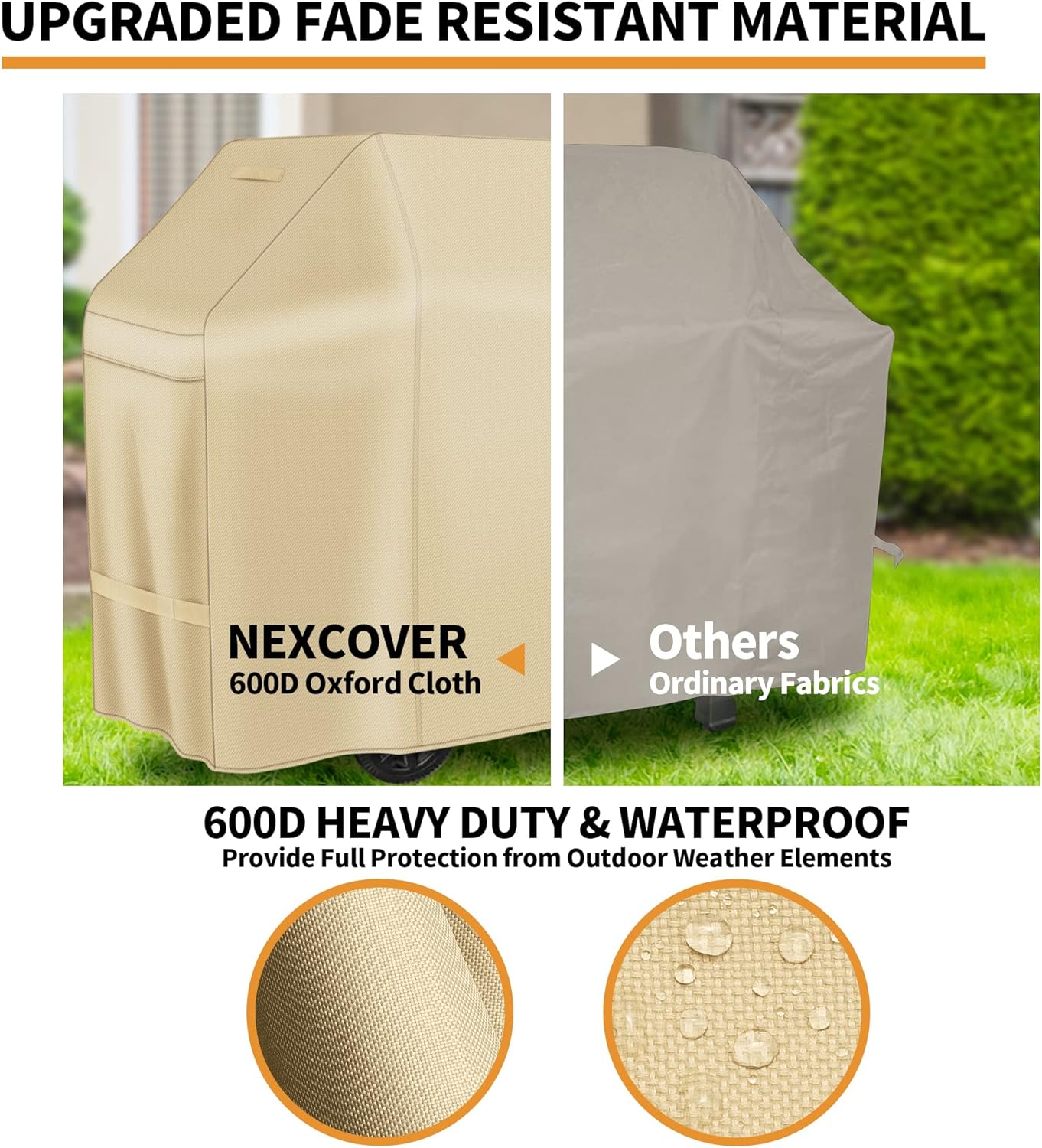 NEXCOVER Funda para parrilla de gas para barbacoa, cubierta impermeable de 50 pulgadas, cubierta de parrilla resistente al aire libre, material