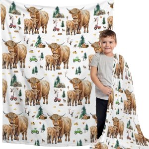 Farm Highland – Manta de regalo de franela de forro polar, ligera, suave, bonita y acogedora para cama, sofá, viajes al aire libre, 40 x 50 Farm Highland – Manta de regalo de franela de forro polar, ligera, suave, bonita y acogedora para cama, sofá, viajes al aire libre, 40 x 50