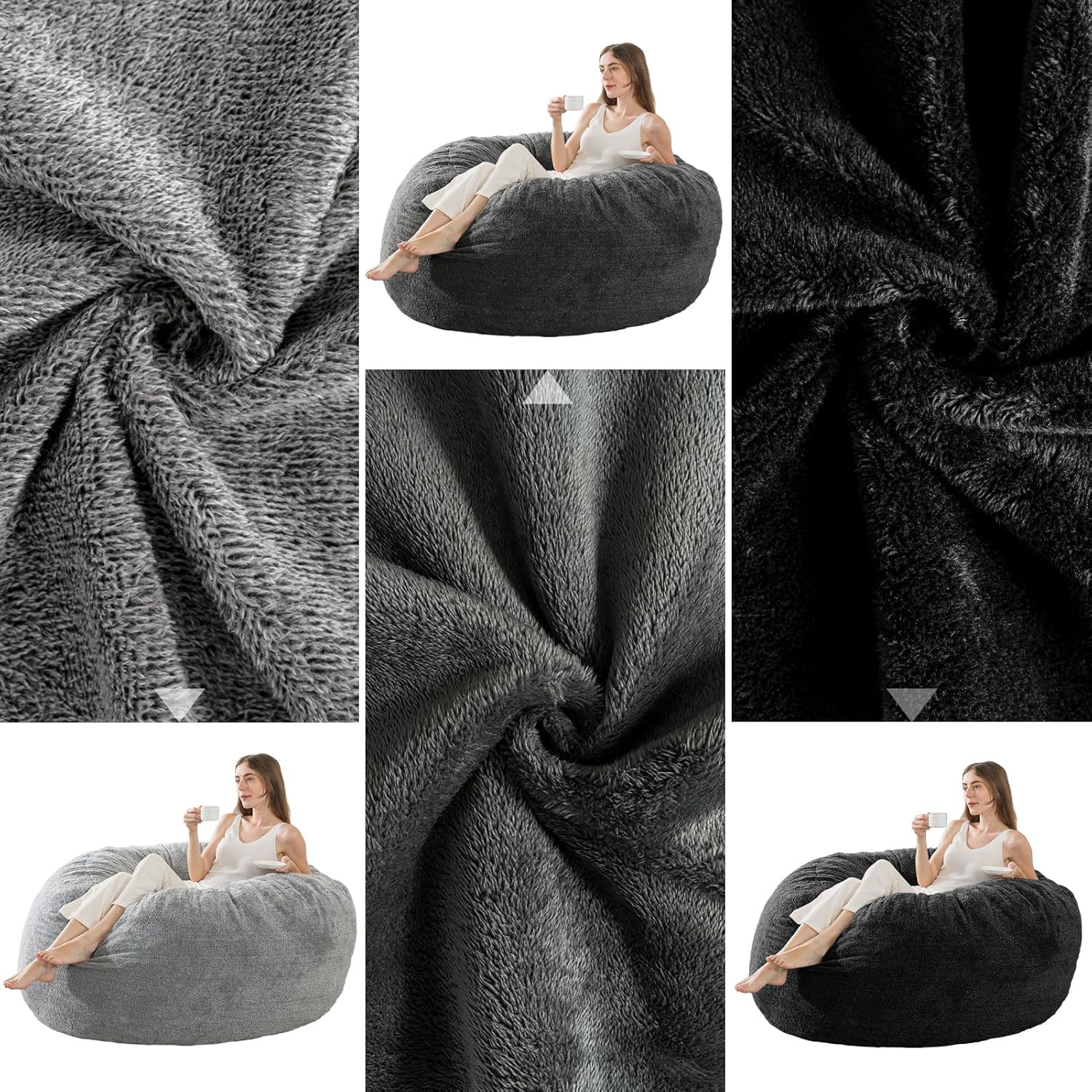 WhatsBedding Puf con funda Sherpa 4 pies de espuma viscoelástica grande para adultosadolescentes con relleno, tela de piel sintética ultrasuave,