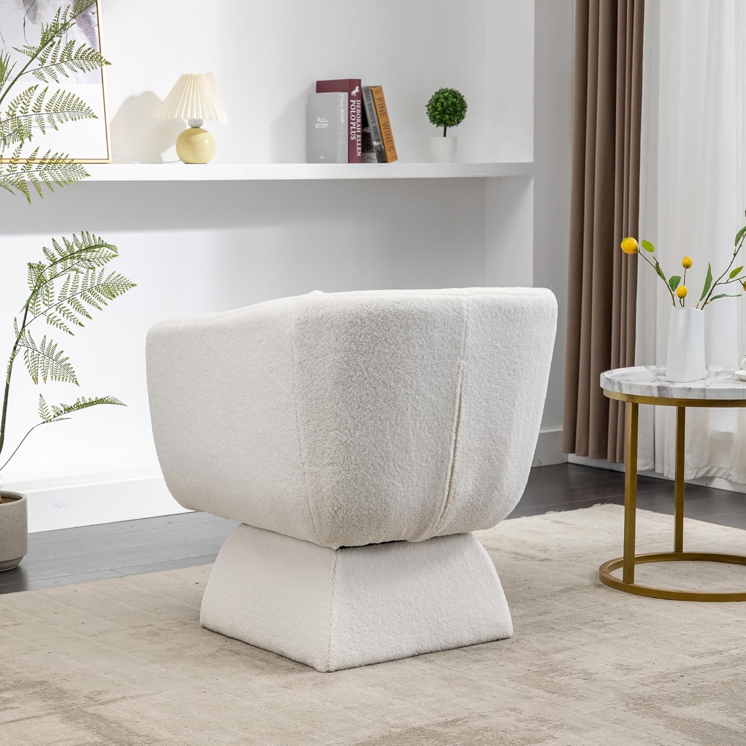 FXLCMUS Cómoda silla giratoria de 28 pulgadas, silla giratoria de 360 grados con tela de bucle, sillas de lectura ergonómicas para dormitorio y sala