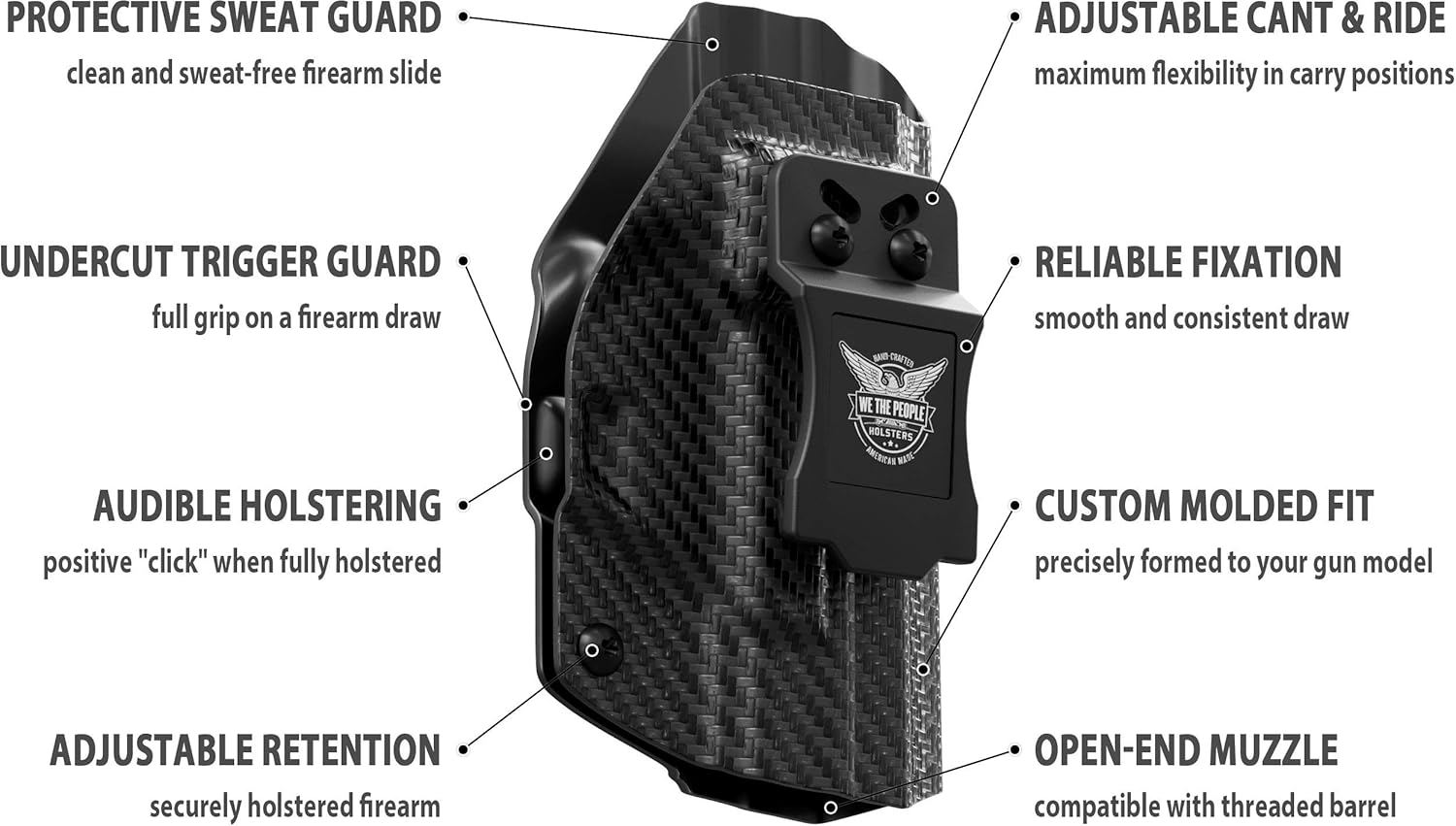 We The People  Funda de fibra de carbono para arma, transporte oculto en el cinturón, funda de Kydex IWB, cinturón ajustable  inclinación