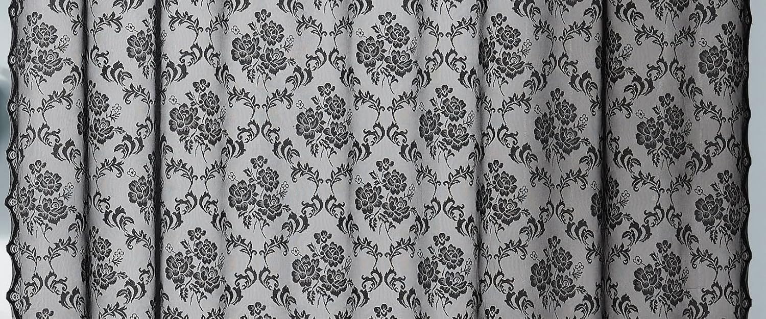 WARM HOME DESIGNS Tela de encaje negro de 60 pulgadas de ancho por 5 yardas de largo. Tela negra para vestido de encaje, mantel de encaje, camino de