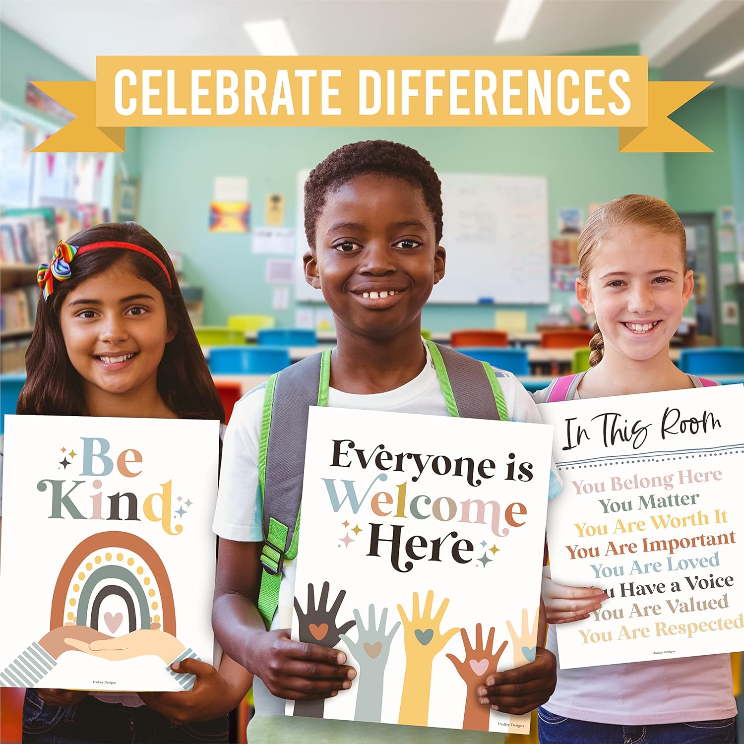 9 pósteres bohemios de salud mental arcoíris para aula primaria, 6 carteles de diversidad para decoración de aula para profesores, rincón tranquilo,