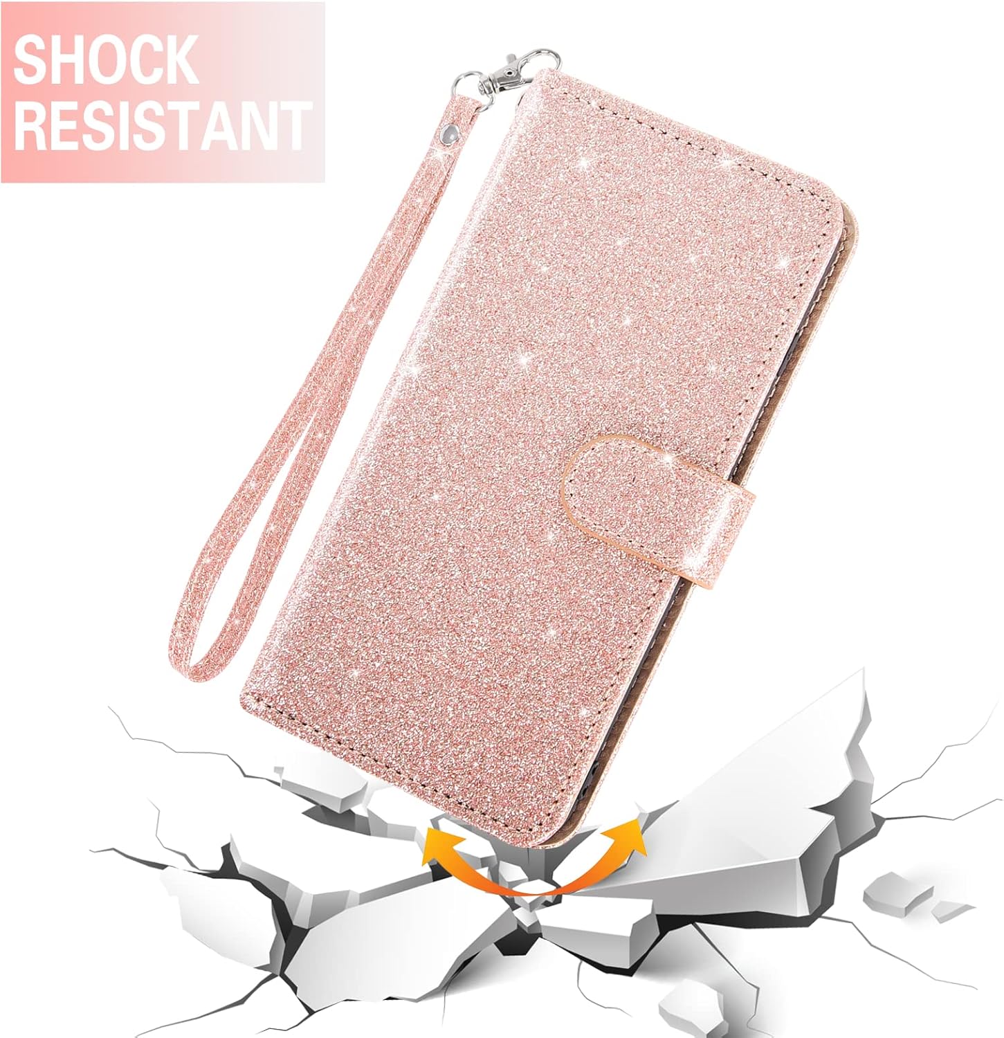 Asuwish Funda de teléfono para T-Mobile Revvl 6 5G 2022 con protector de pantalla y cartera con purpurina, soporte para tarjeta con ranura para