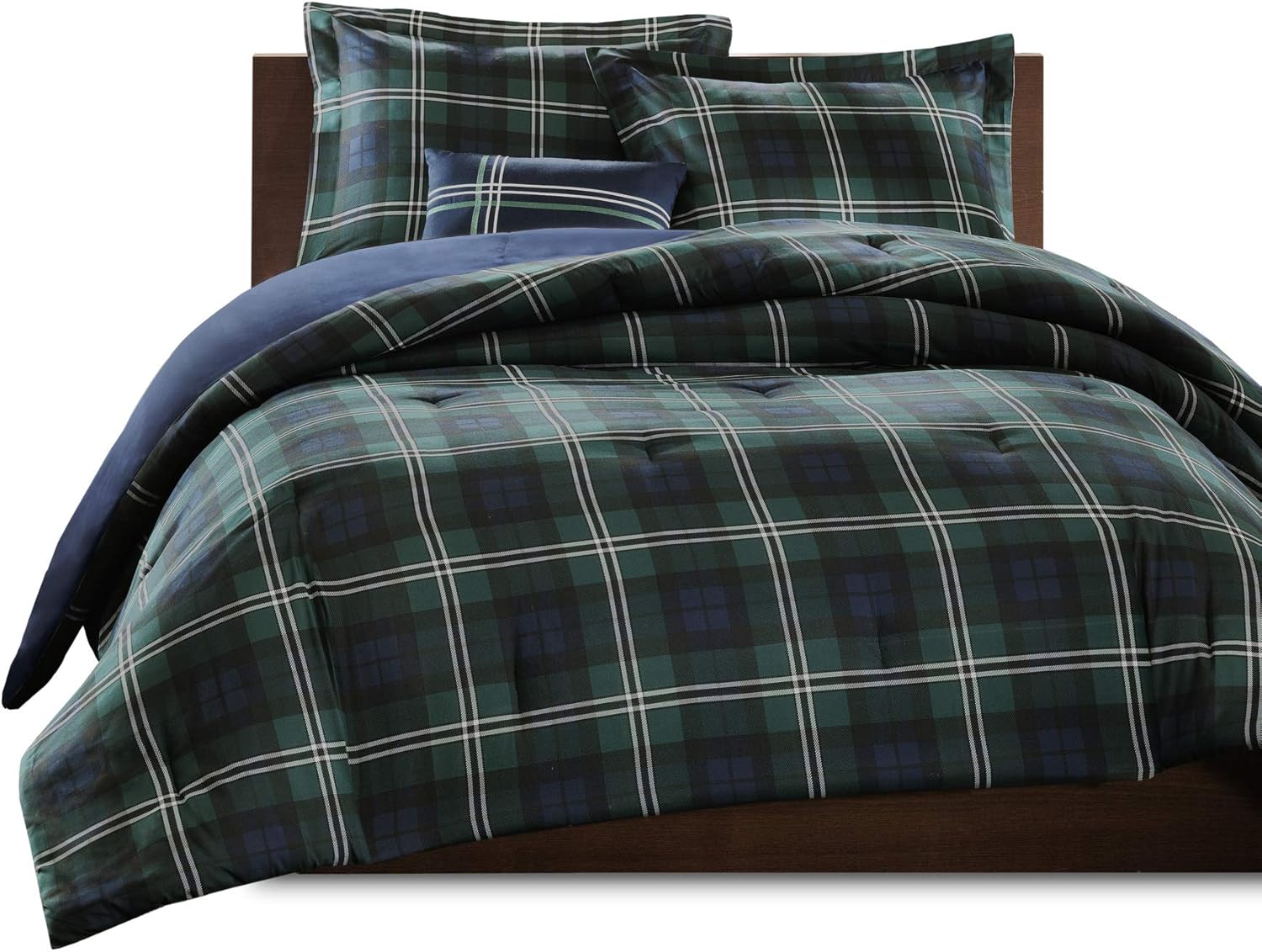 Mi Zone Acogedor juego de edredón con diseño de cuadros estilo de vida de cabaña para todas las estaciones, fundas de cama a juego, almohada