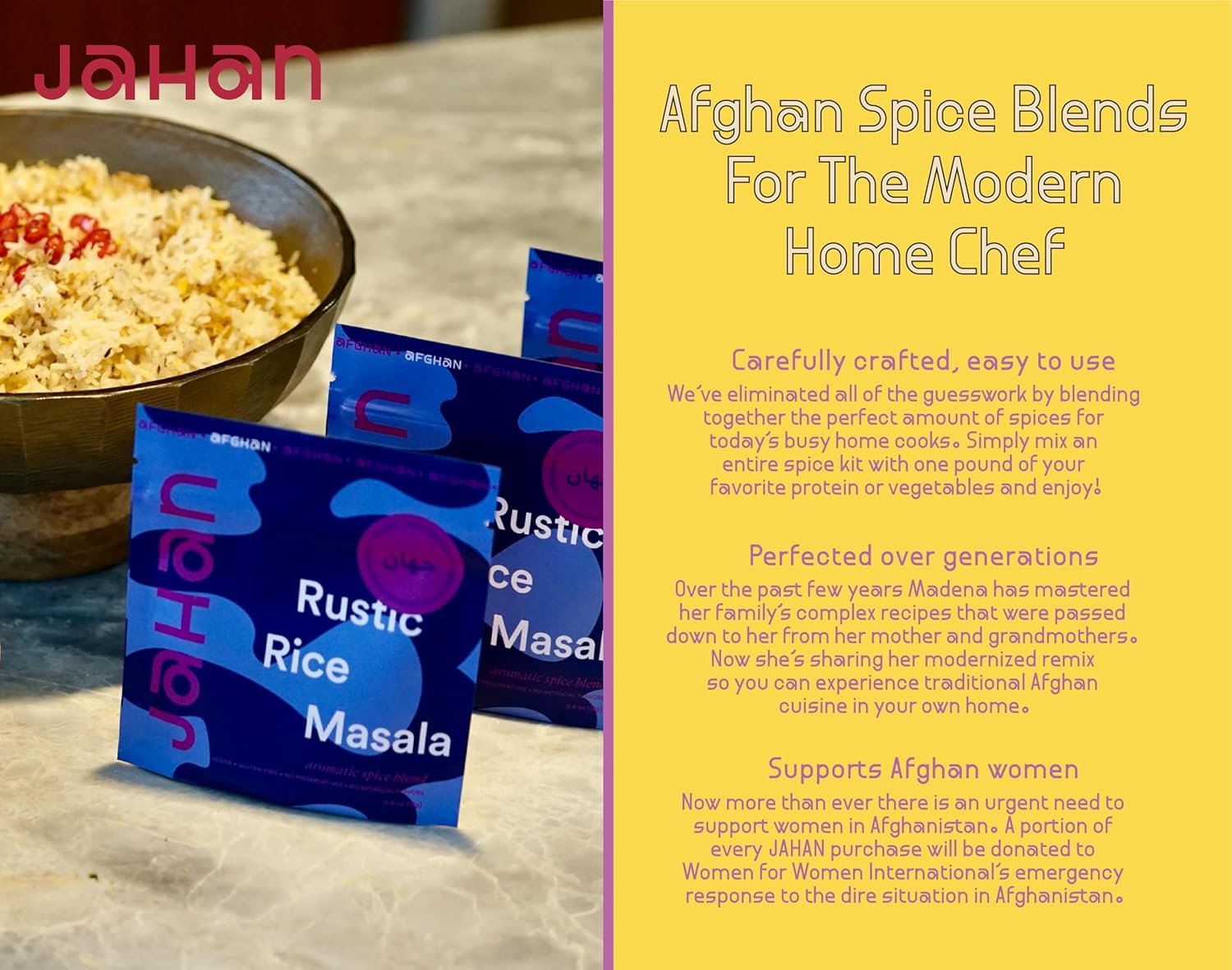 Jahan Mezcla de especias Masala de arroz rústico afgano  Especias adaptogénicas para cocina casera  Comino, cardamomo, cilantro y canela  Paquete de