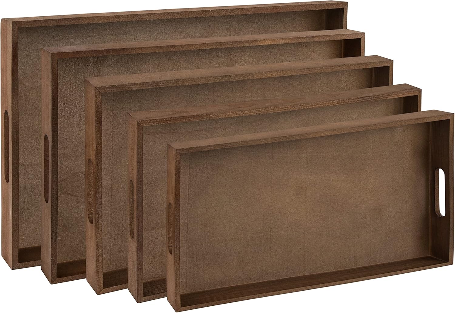 Bandeja para servir de madera oscura con asas, bandeja de desayuno anidada, bandejas de madera para organizar, bandeja de baño, bandejas de