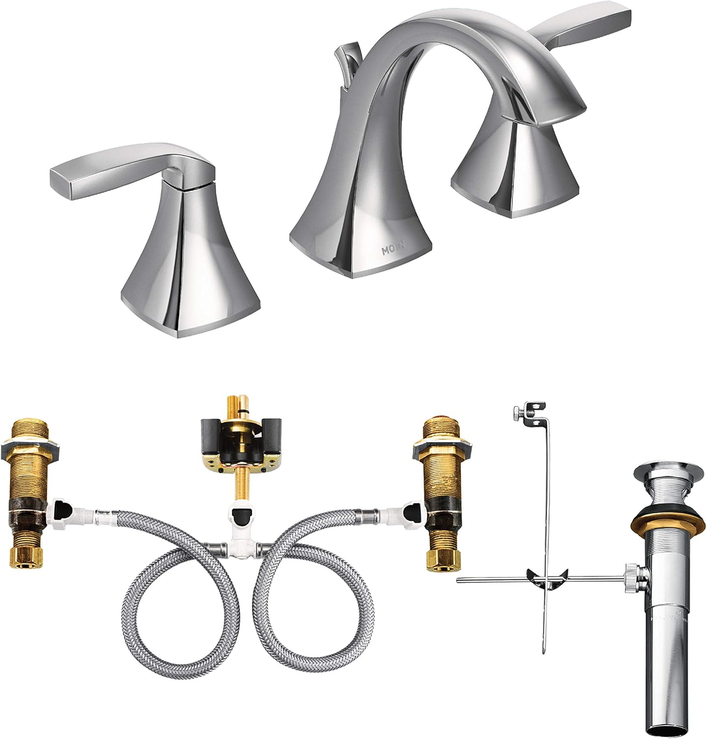 Moen T6905-9000 Voss Grifo de baño de dos manijas con válvula, cromado