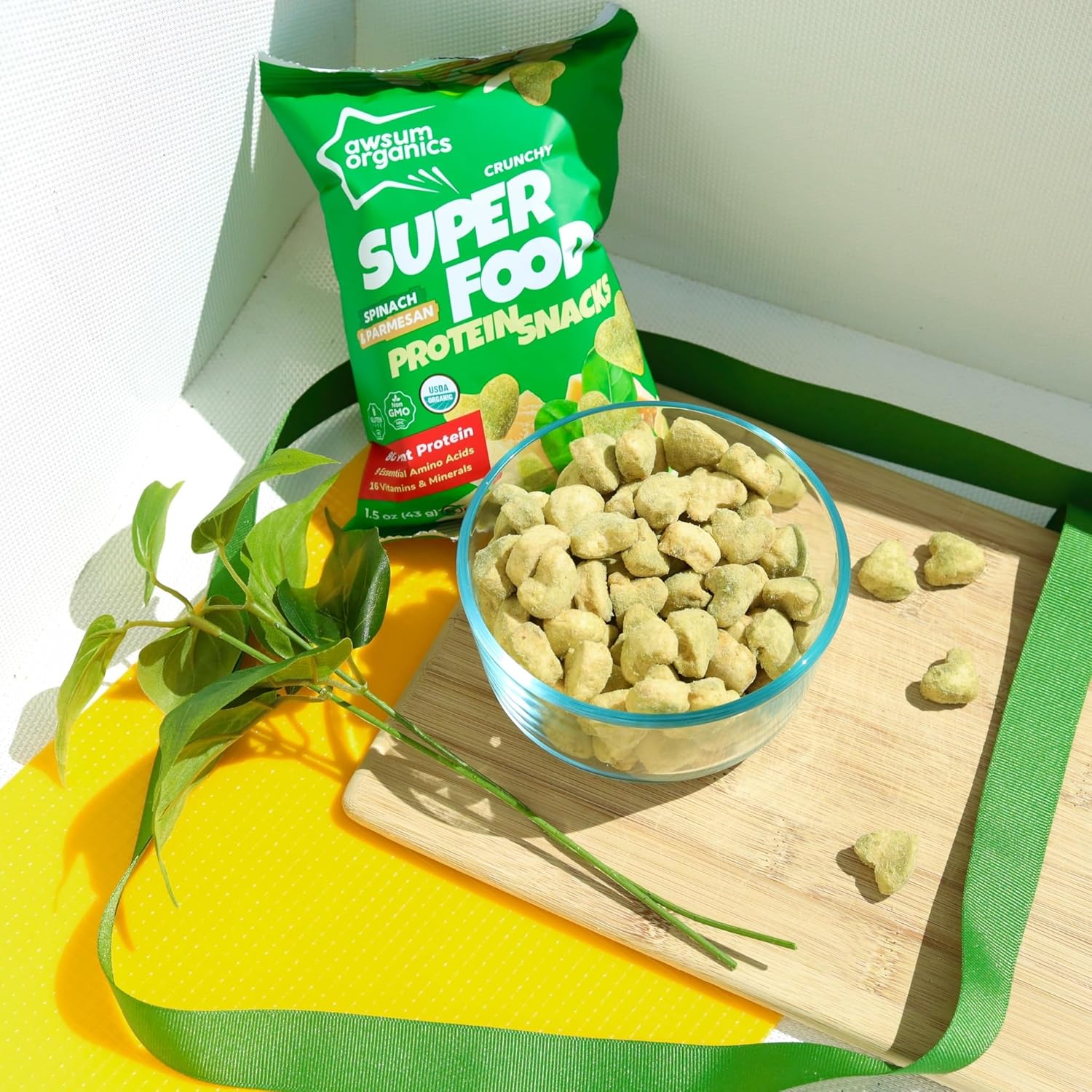 Awsum Organics SUPERFOOD Snacks de proteínas  Bocadillo saludable y crujiente  Soplos de proteínas a base de plantas  USDA Orgánico  Kosher  Sin OMG