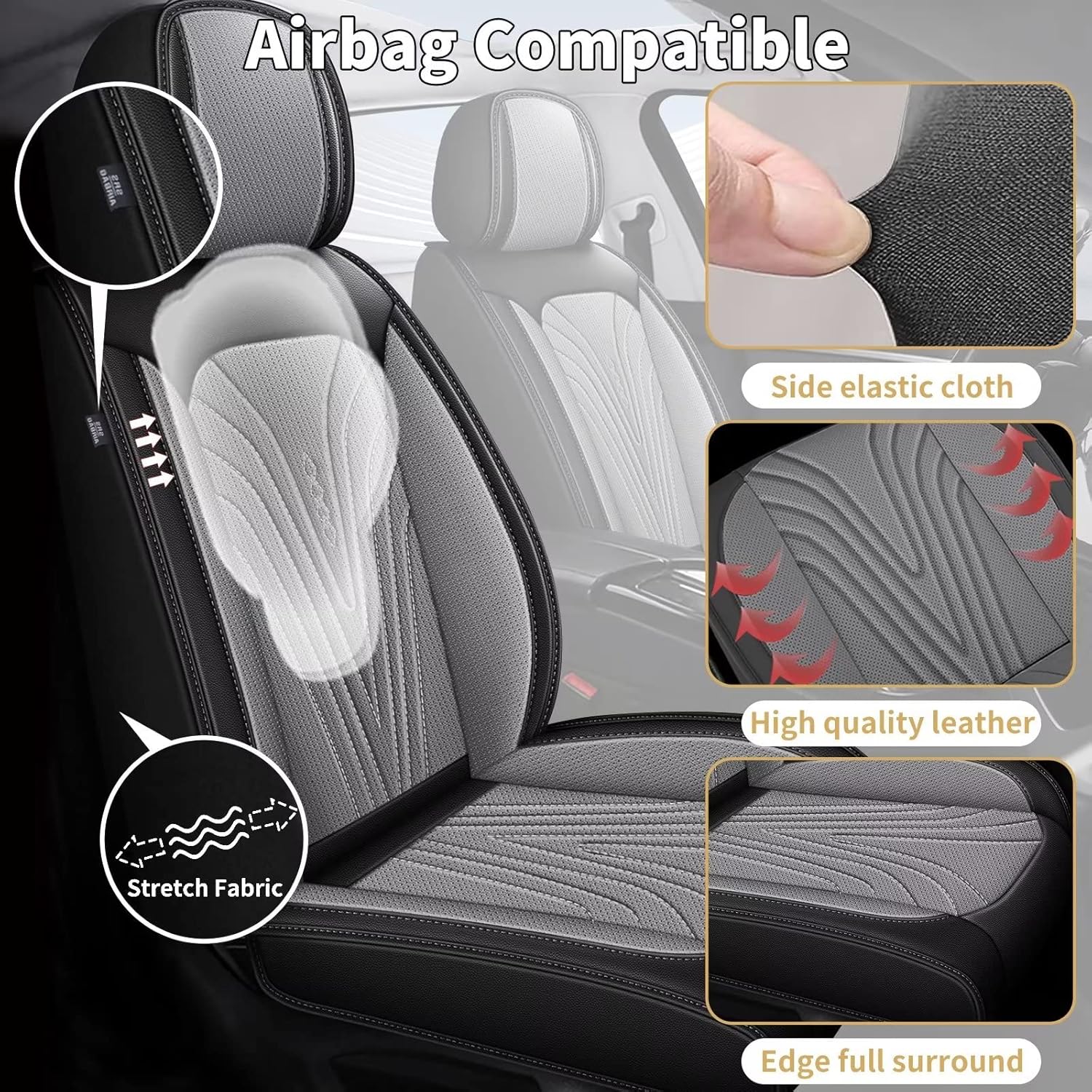 Fundas de asiento delantero para Honda Pilot 2005-2016, fundas de asiento automotriz de piel sintética, transpirables, impermeables, compatibles con