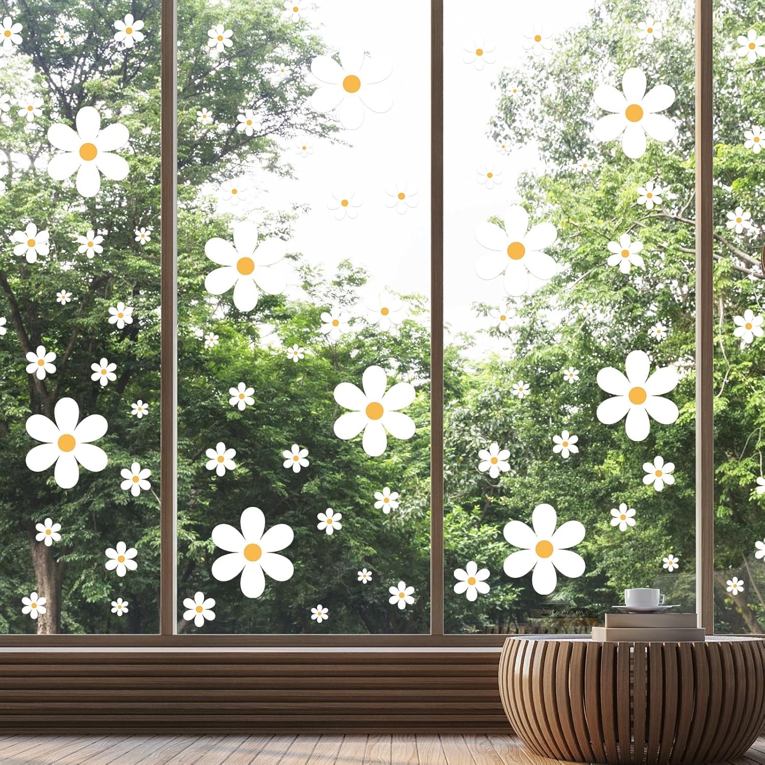 165 piezas de 15 hojas de calcomanías de pared de margaritas grandes con flores de primavera, calcomanías de vinilo para despegar y pegar,