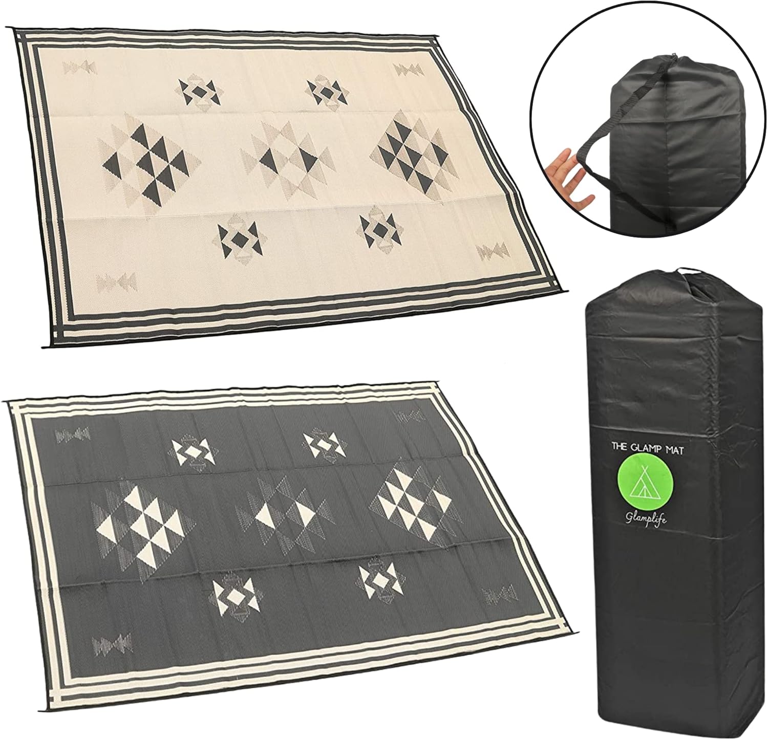 Alfombras para camping recicladas de Glamp Mat para RV  Alfombras de camping duraderas, hermosas y sostenibles para el exterior de tu RV que son