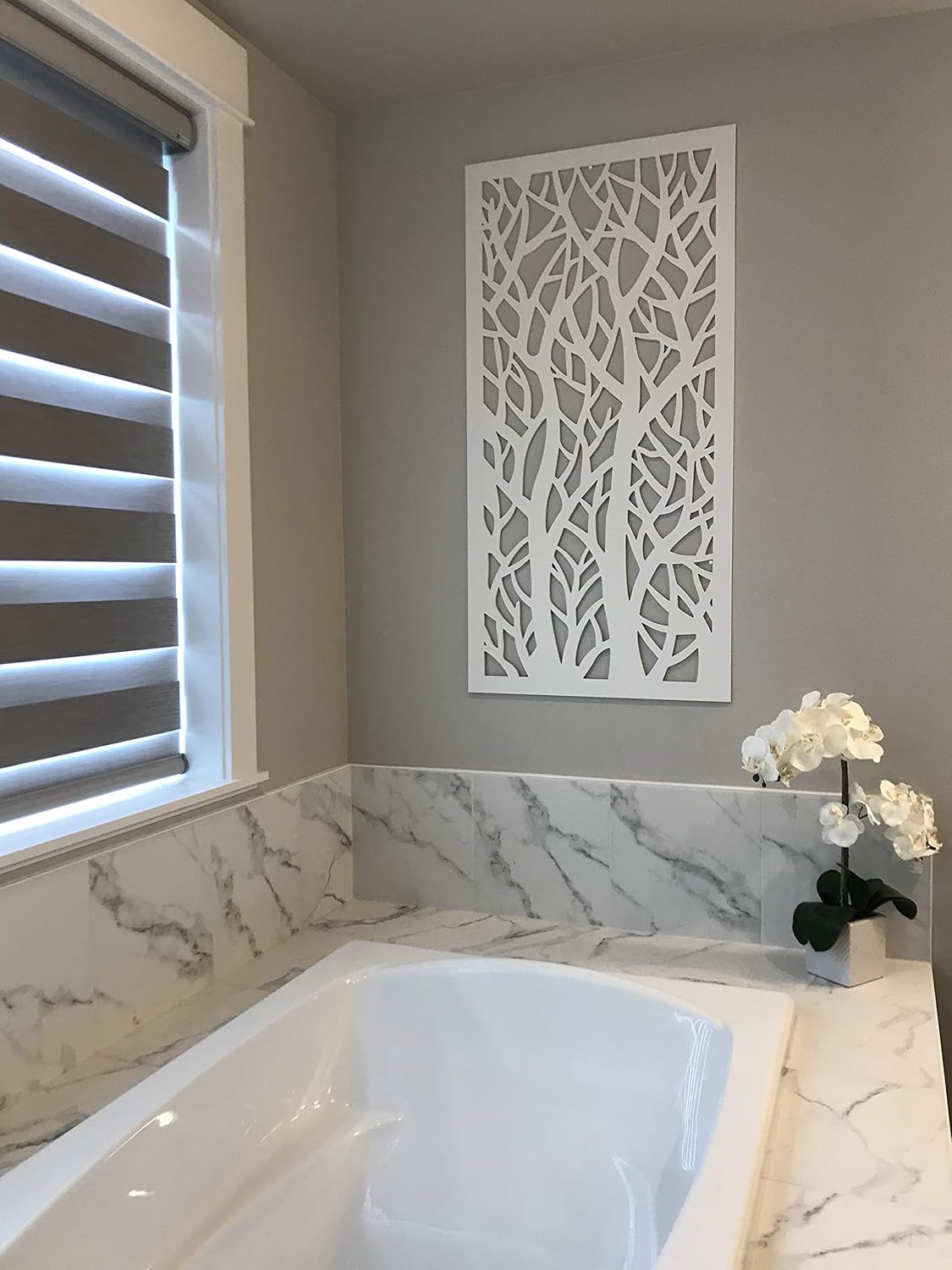 VIMA Panel de pared decorativo de árboles gemelos, tablero de PVC con diseño de valla de pantalla privada, 48 pulgadas de largo x 24 pulgadas de