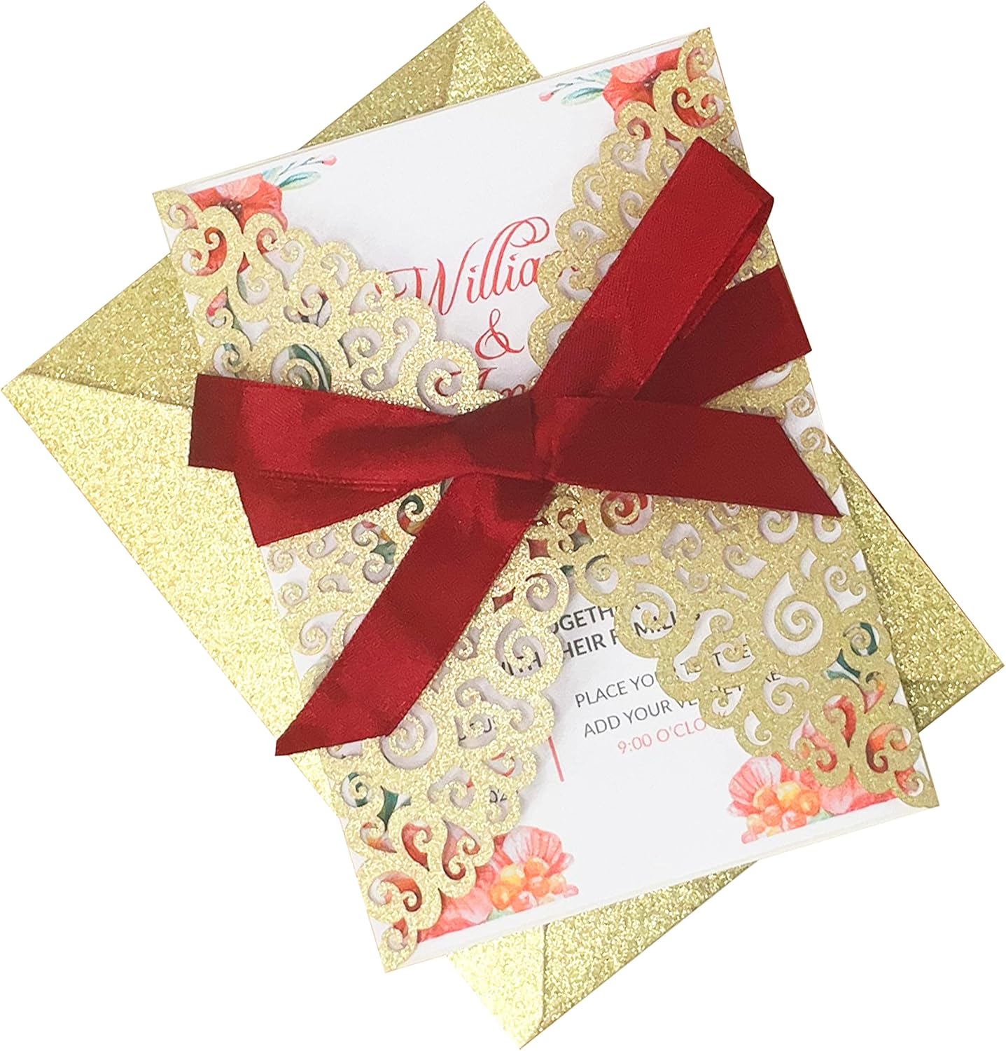 Juego de tarjetas vintage de dibujos animados dorados para personas navideñas, 25 tarjetas cortadas con láser con sobres y cintas