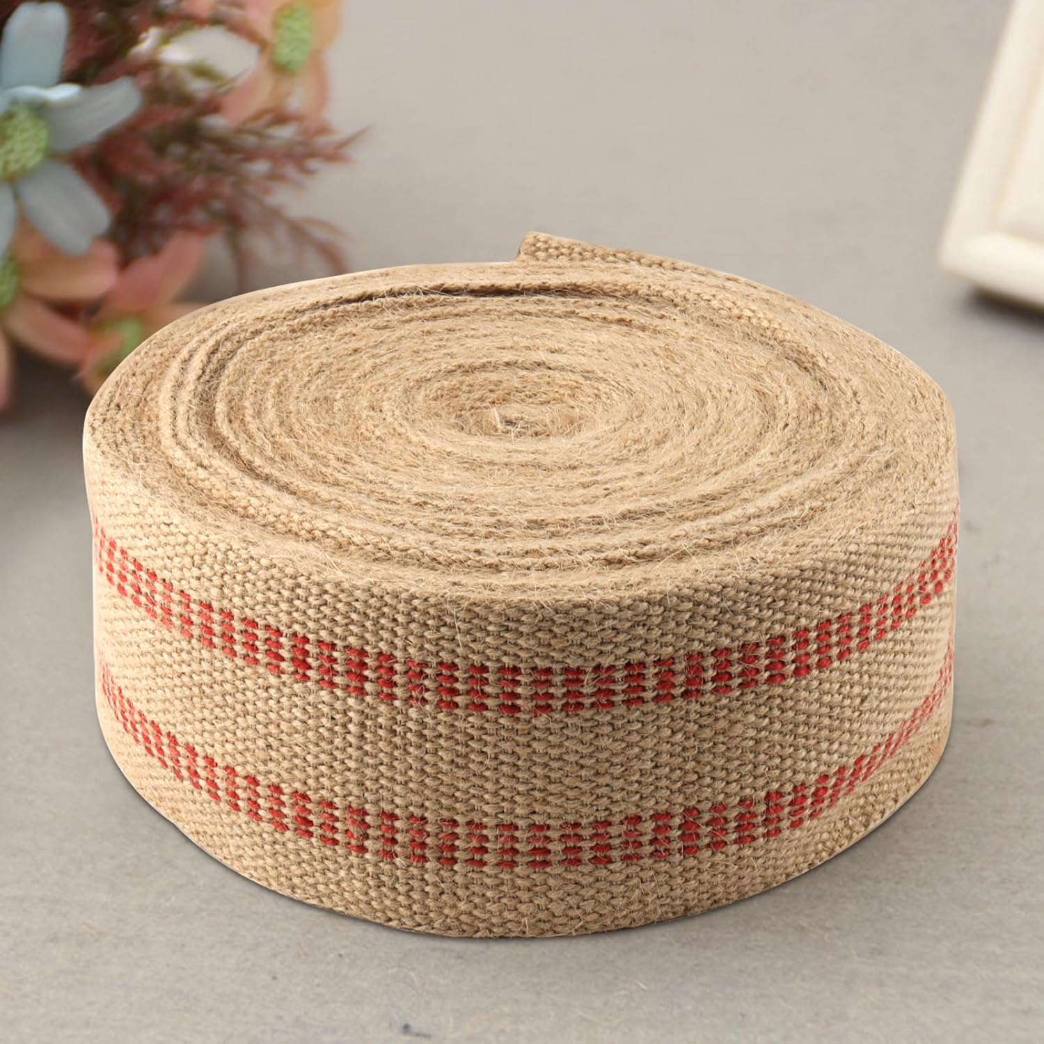 Cinta de yute para tapicería de 22 yardas y 3.5 pulgadas, cinta ancha de yute para manualidades, correas de silla naturales para muebles de