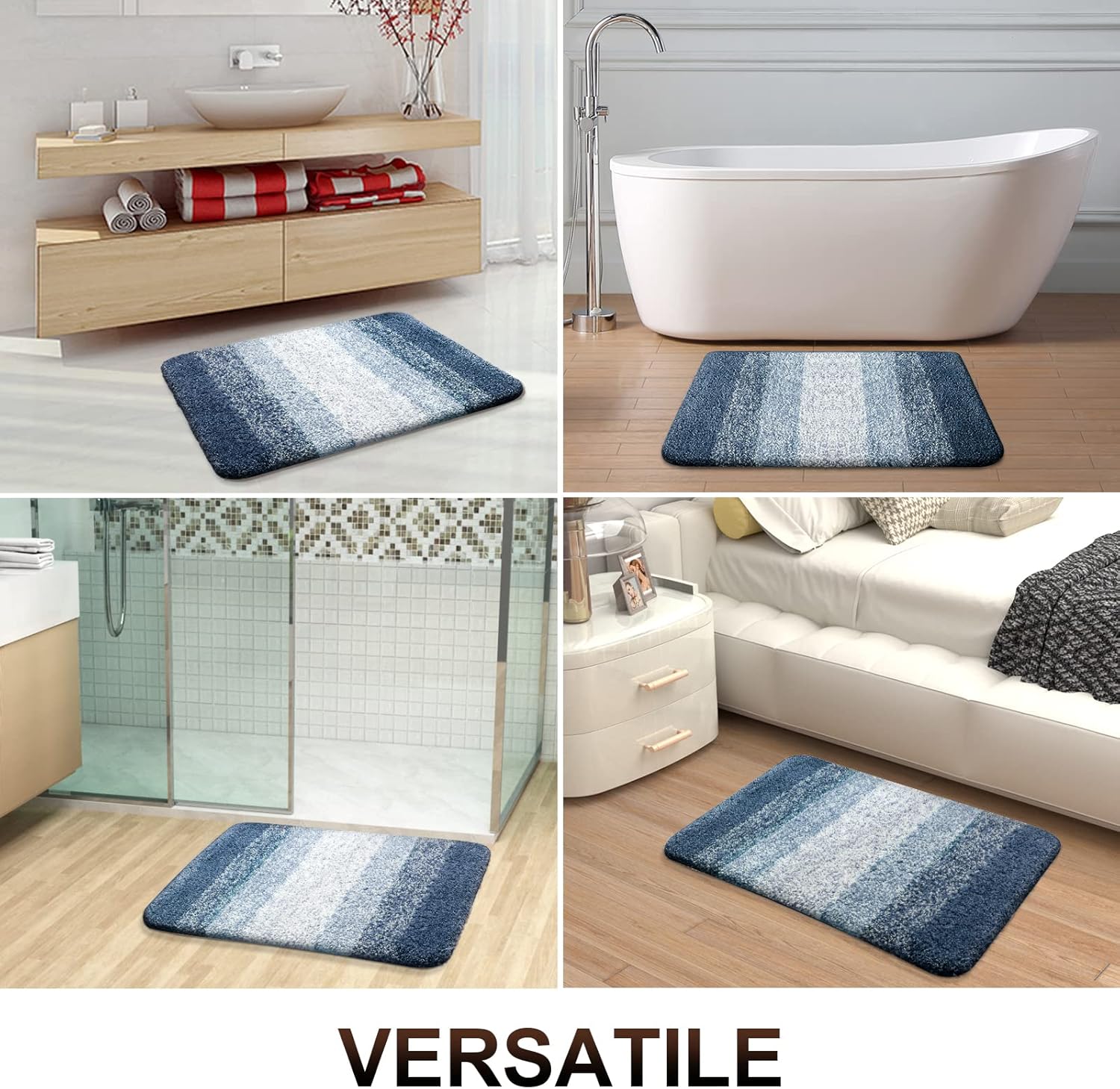 OLANLY Juego de 2 alfombras de baño y alfombras de baño ombré, tamaño 36 x 24 pulgadas y juego de alfombras de baño 30 x 20 + 24 x 20 pulgadas,