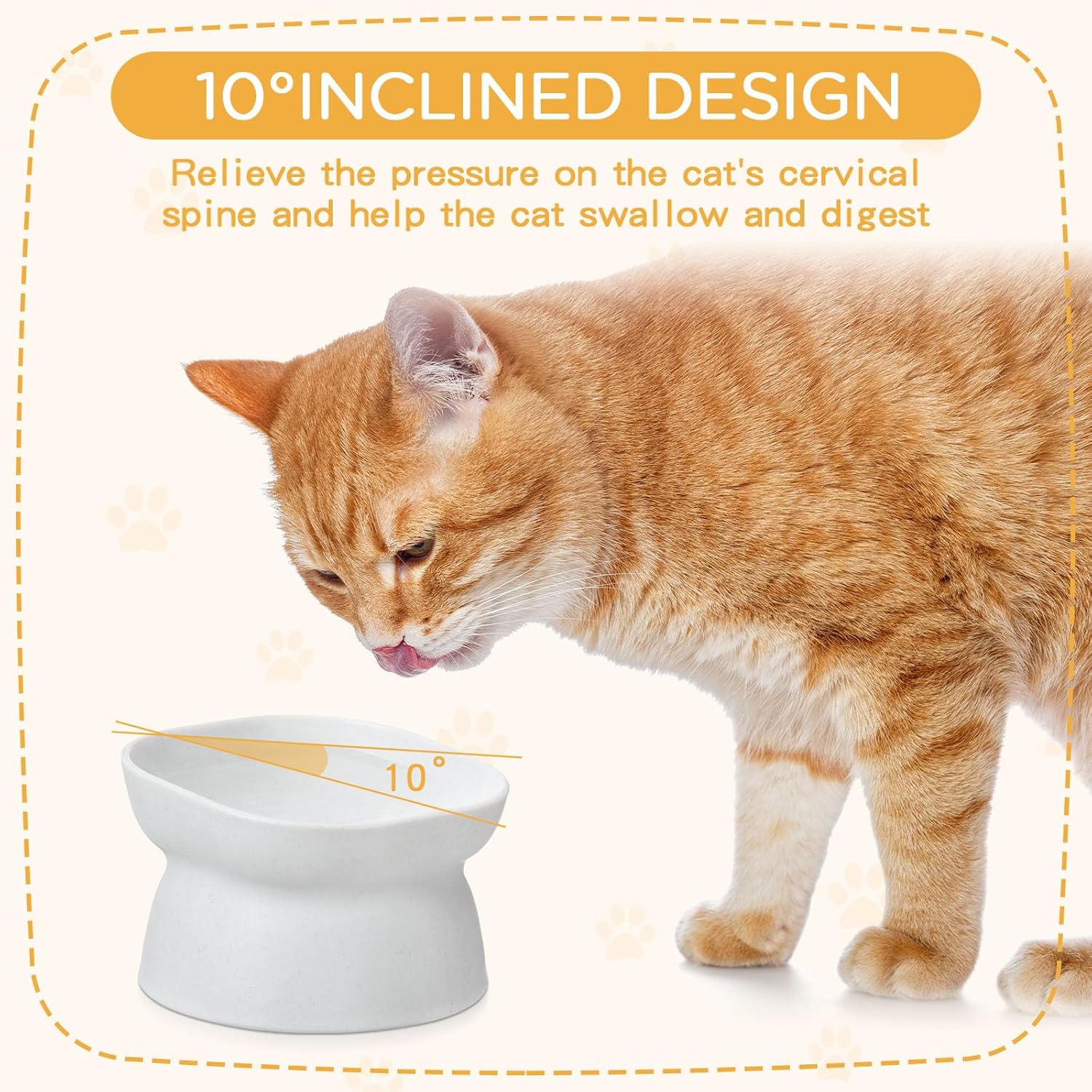 4 cuencos elevados de plástico inclinados para gatos, cuencos elevados de comida para gatos, cuenco de agua para gatos, plato elevado de