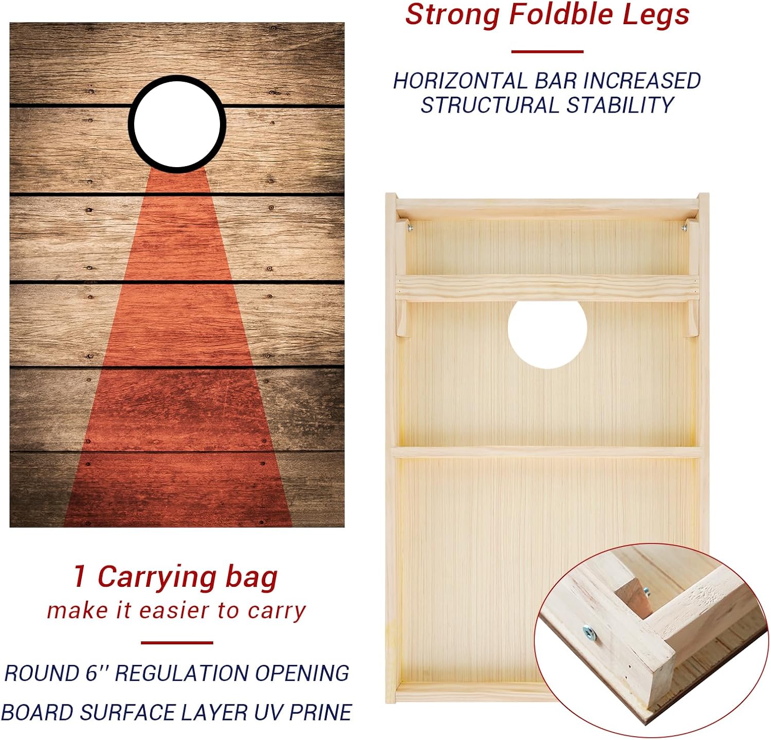 Juego de tableros de cornhole  Juego de tableros de maíz reguladores de madera maciza de 3 x 2 pies, juego para exteriores con 8 bolsas de frijoles