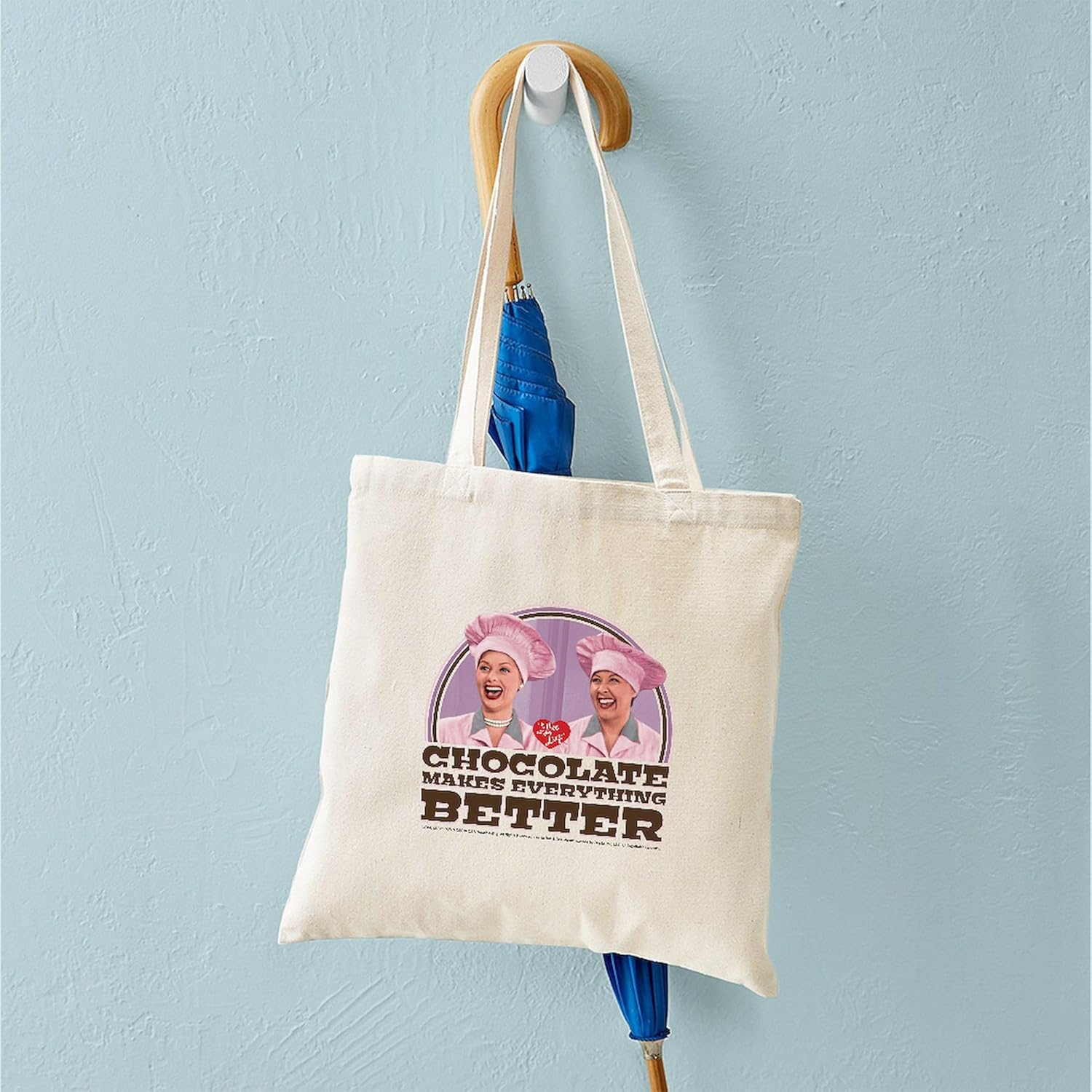 CafePress I Love Chocolate Tote Bag Bolsa de lona natural, bolsa de compras de tela