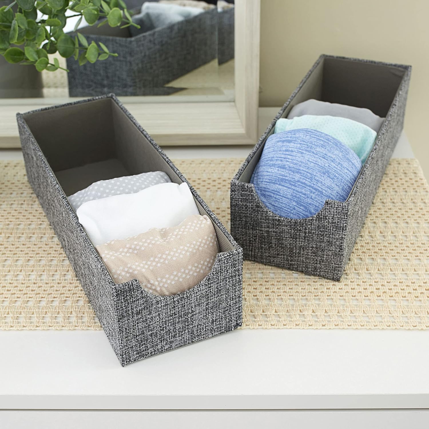 Household Essentials Cajas organizadoras estrechas y profundas de grafito para almacenamiento  Juego de 2 piezas