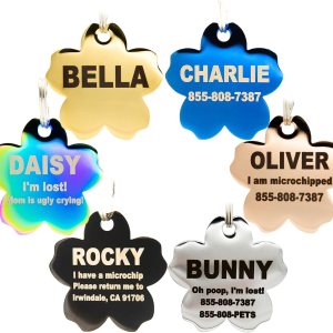 PetANtastic – Etiquetas identificatorias grabadas personalizables, en acero inoxidable, para perro o gato, identificación frontal y trasera, chapado PetANtastic – Etiquetas identificatorias grabadas personalizables, en acero inoxidable, para perro o gato, identificación frontal y trasera, chapado